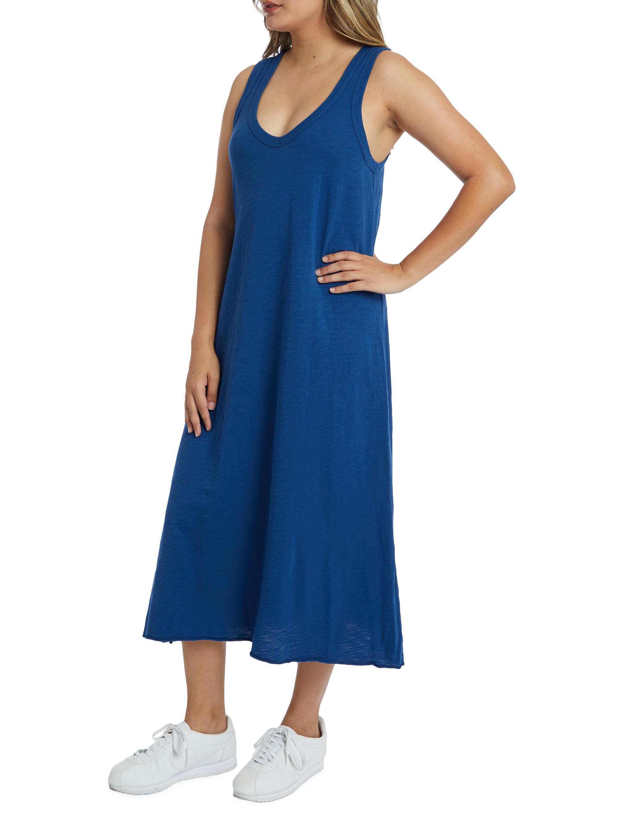 a line tank dress Mommy & me Sets Blue Tank Flowy A-Line Tank Dress with Pockets Blue