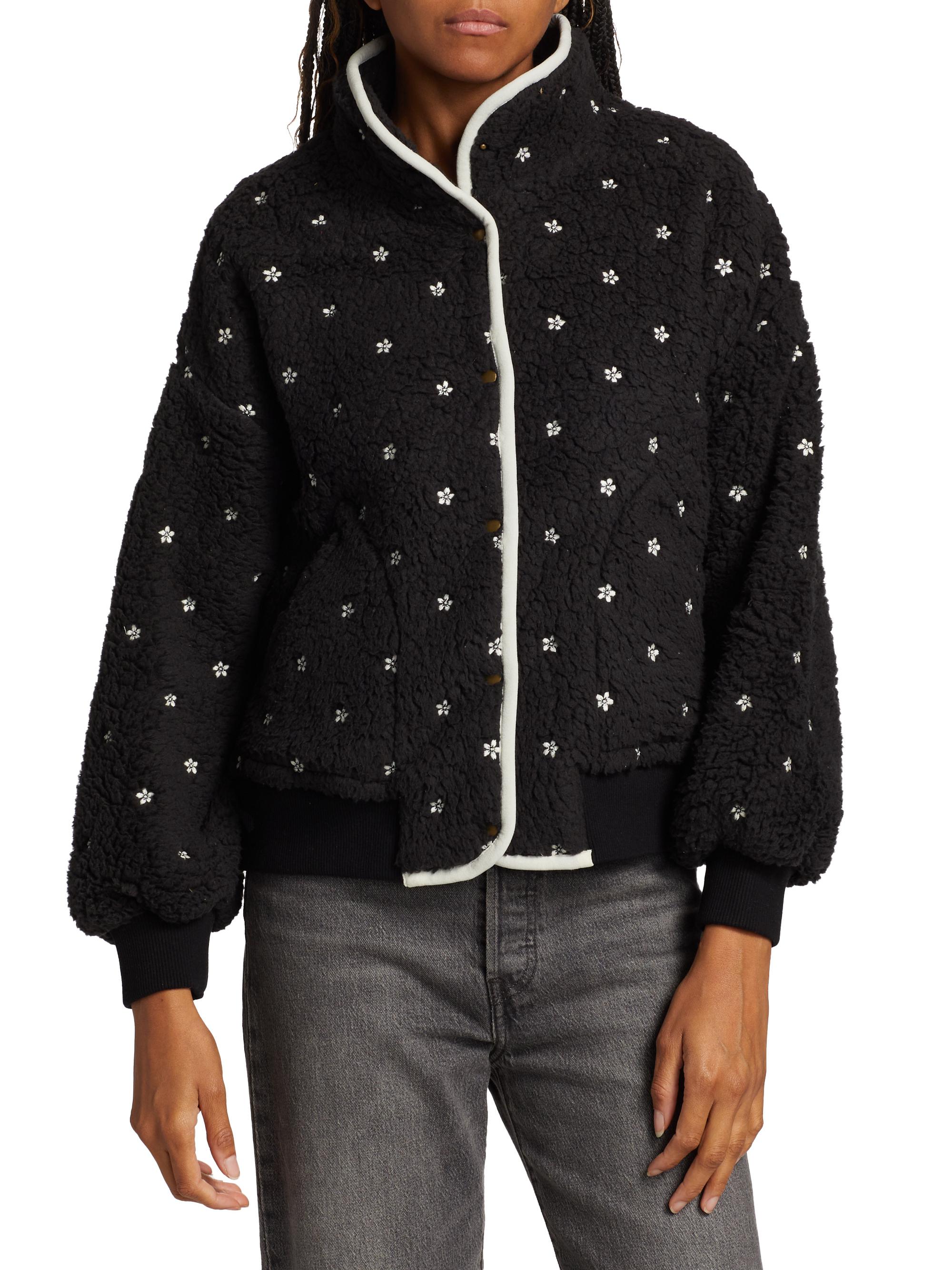 The Great Blackbird Embroidered Sherpa Jacket | Saks Fifth