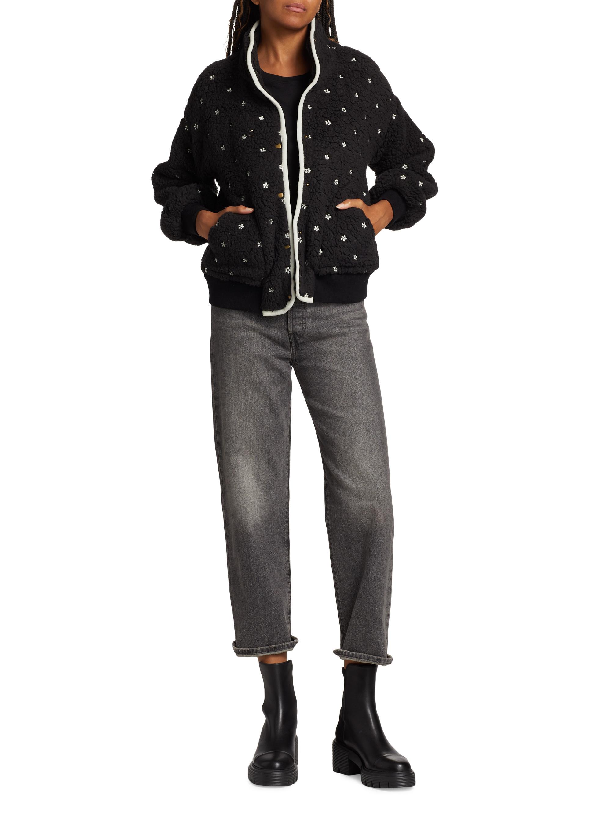 The Great Blackbird Embroidered Sherpa Jacket | Saks Fifth Avenue