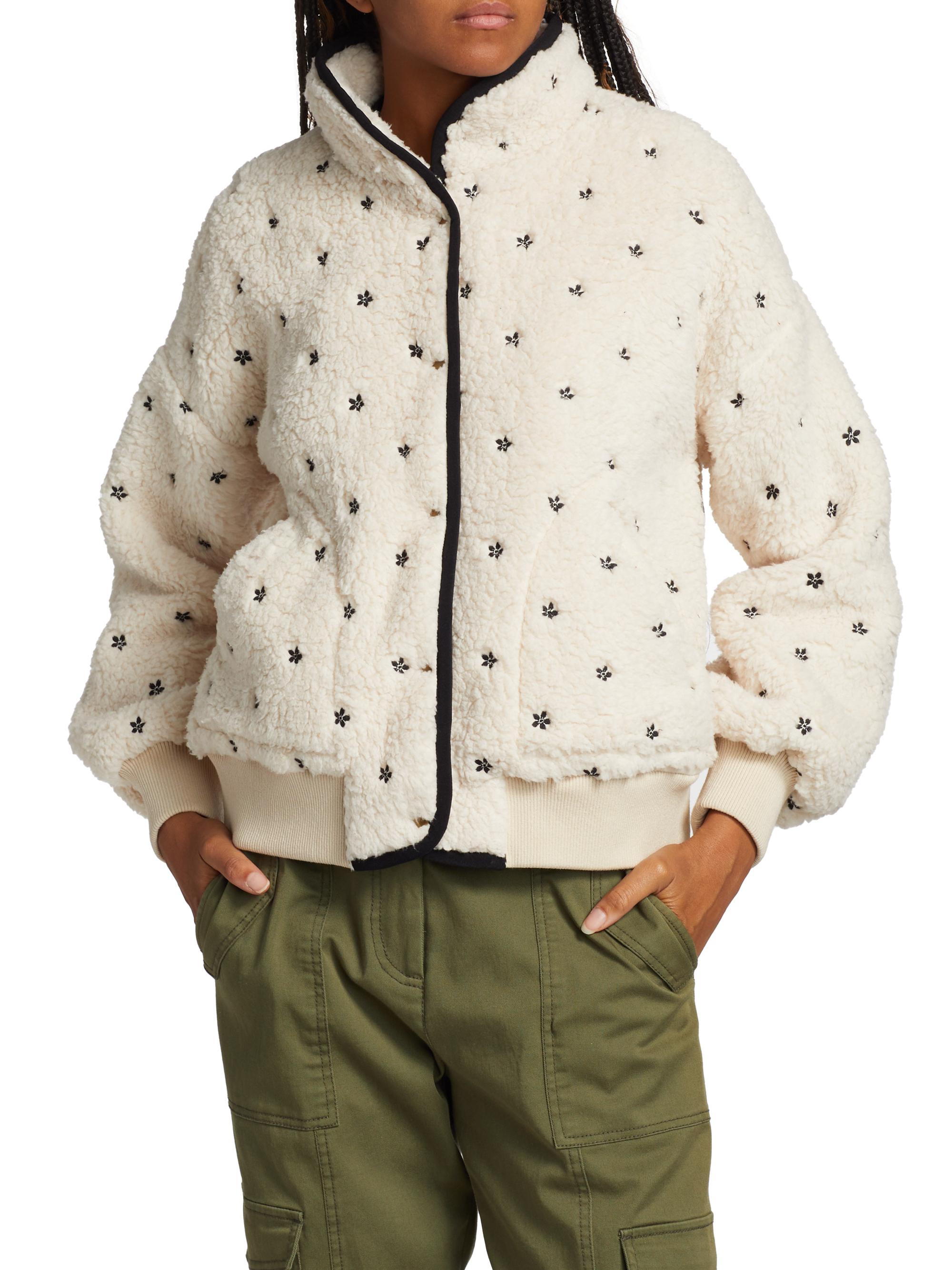 The Great Blackbird Embroidered Sherpa Jacket | Saks Fifth Avenue
