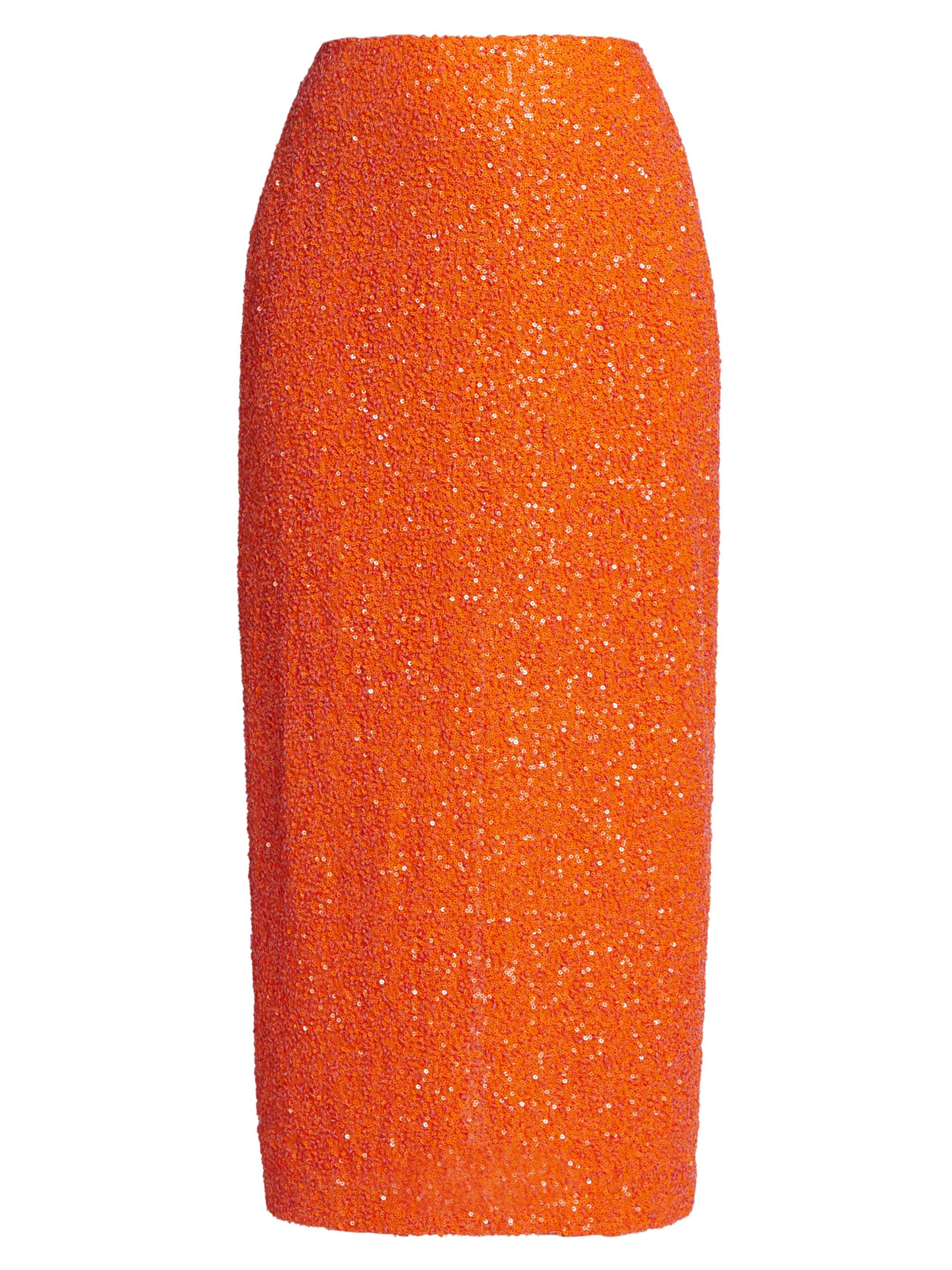 No Pise La Grama Women's Luciernaga Sequined Midi Skirt - Hot Orange