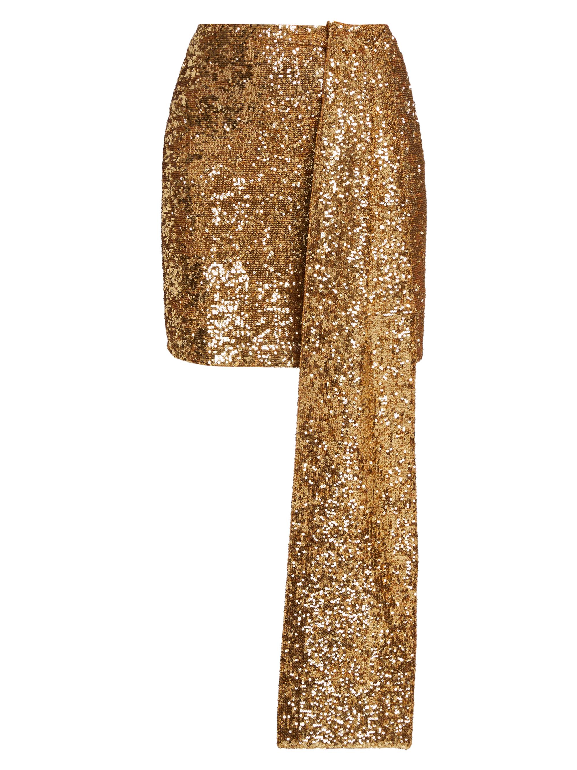 No Pise La Grama Women's Carta De Amor Sequined Draped Miniskirt - Gold Sequins