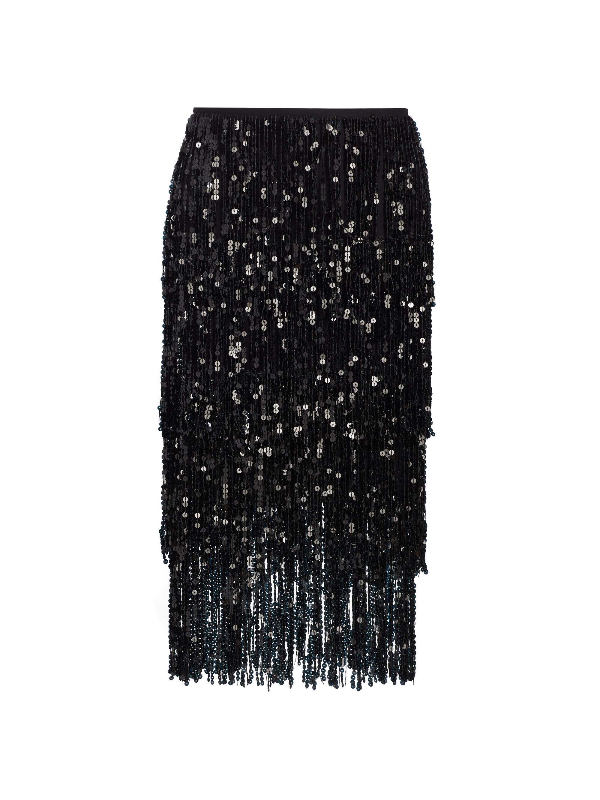 No Pise La Grama Women's Confianza Sequin Fringe Pencil Skirt - Black Sequins