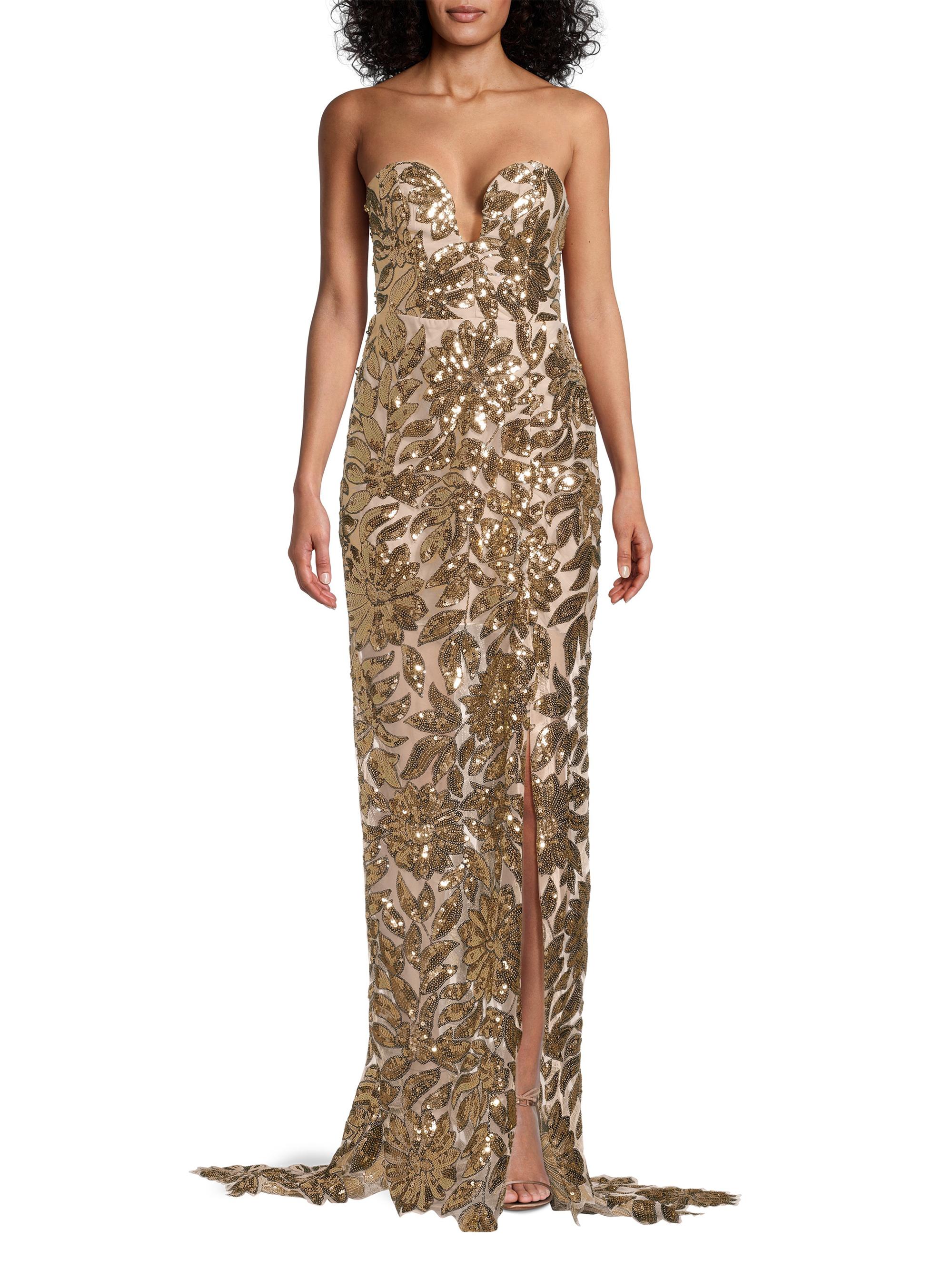Milly Adrianna Sequin Leaf Strapless Gown | Saks Fifth Avenue