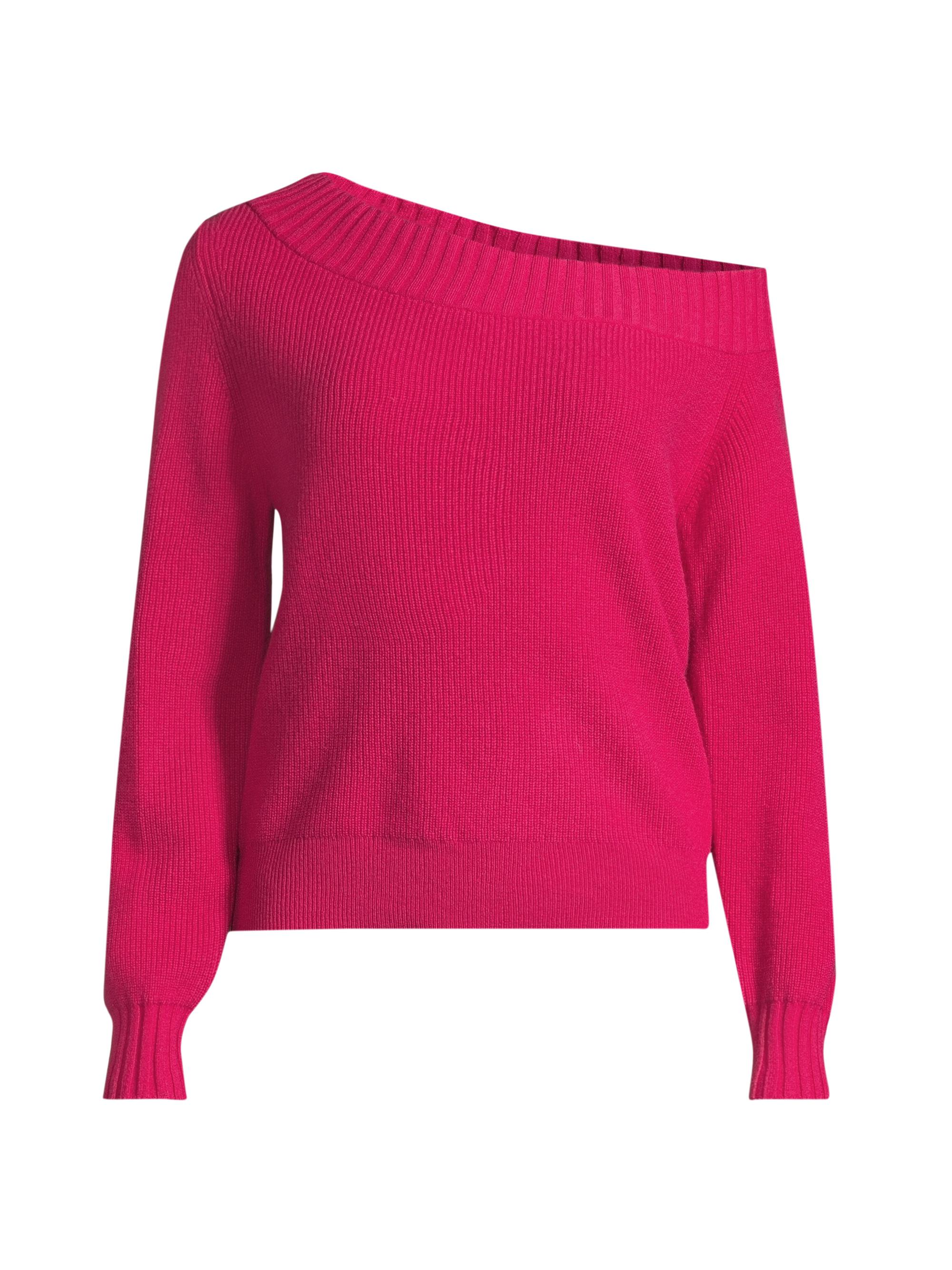 Milly Women's One-Shoulder Wool Sweater - Fuschia