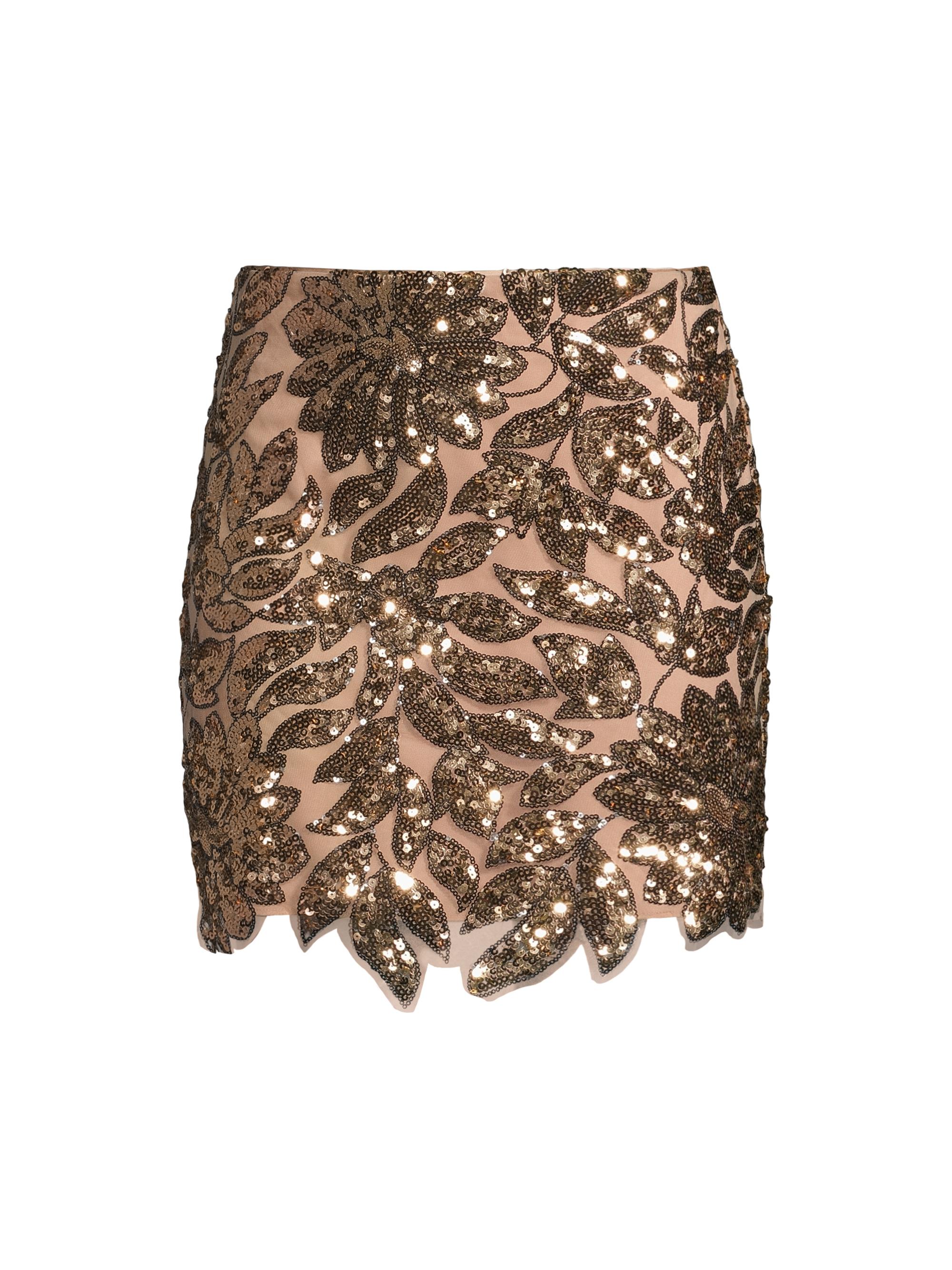 Milly Women's Kristina Sequin Leaf Miniskirt - Gold Sequins