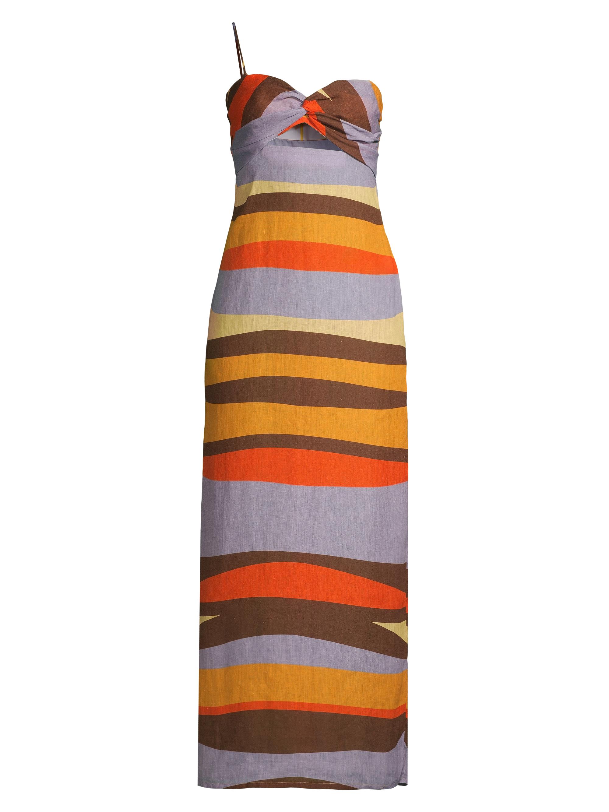 Cala de la Cruz Women's Sonne Apia Striped Linen Maxi Dress - Rise