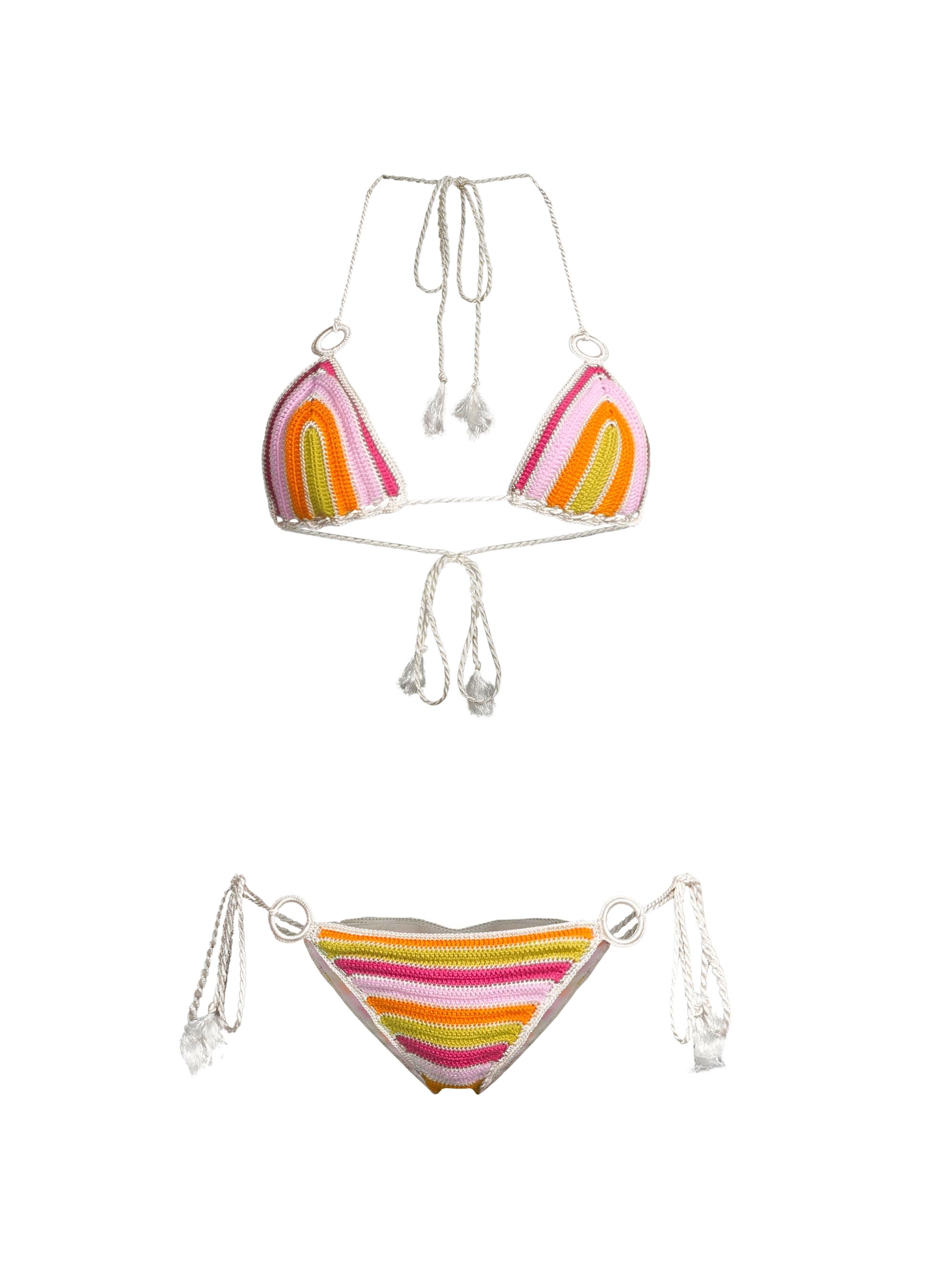 My Beachy Side Women's Colorblocked Hand-Crochet Bikini Set