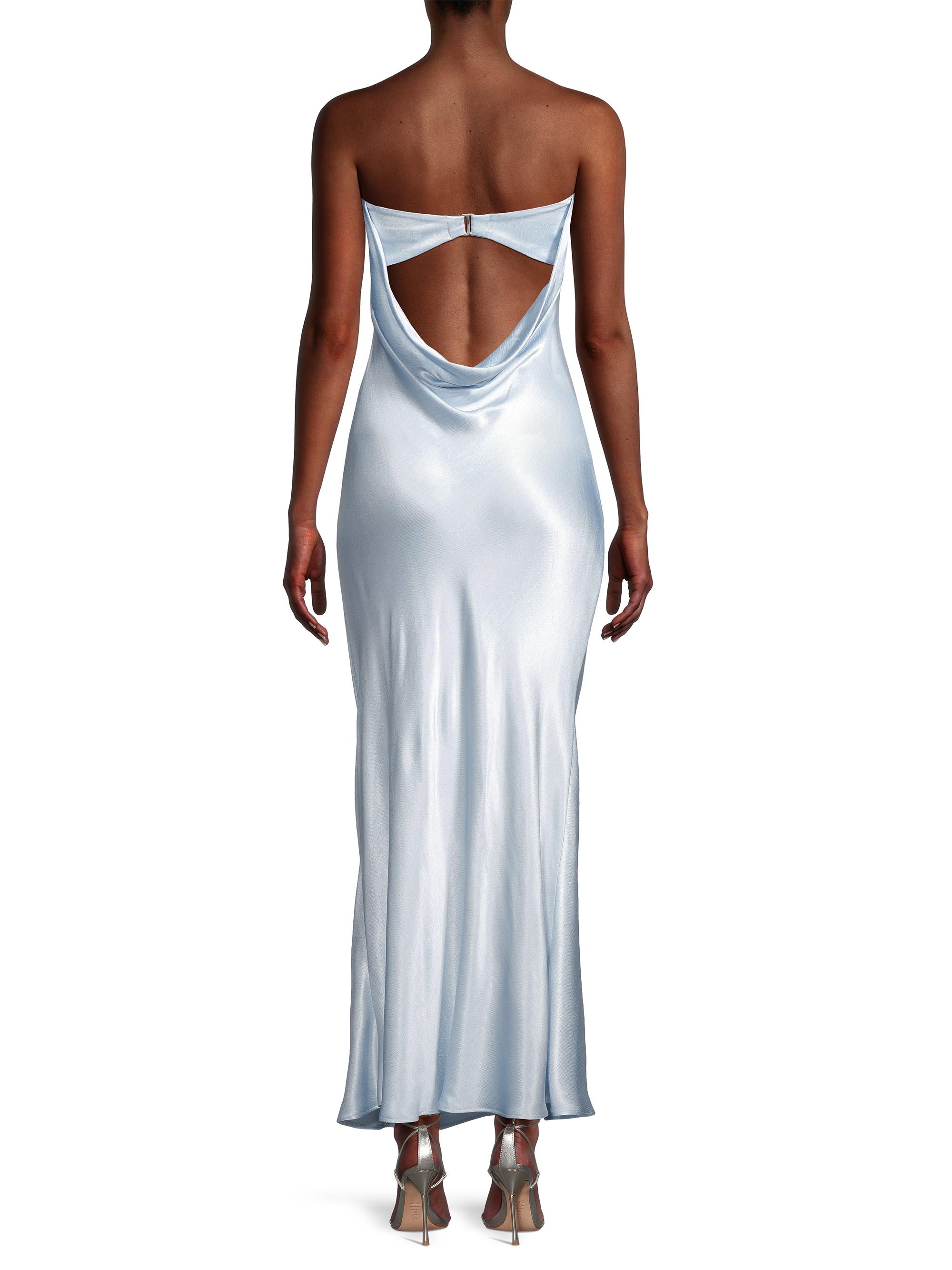 slim fit dress slacks Esra Linen Strapless Maxi Dress