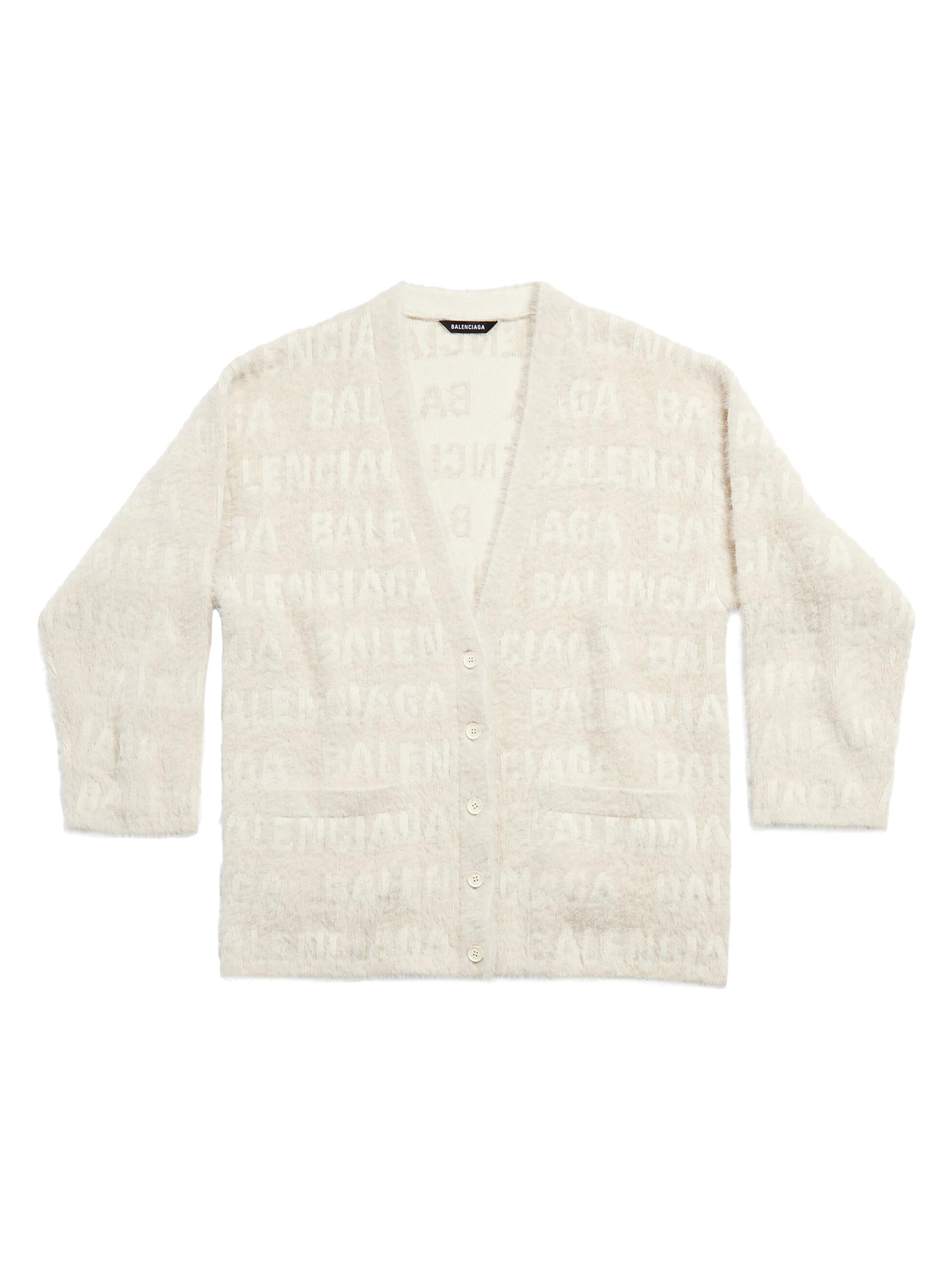 Balenciaga Women's Horizontal Allover Furry Cardigan - Light Beige