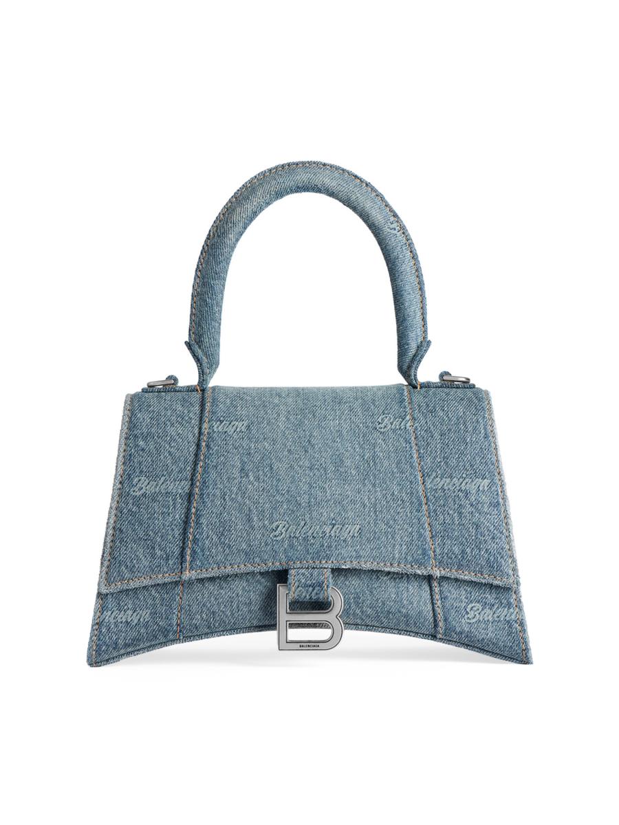 Balenciaga Hourglass Small Top Handle Handbag Girly Allover Denim