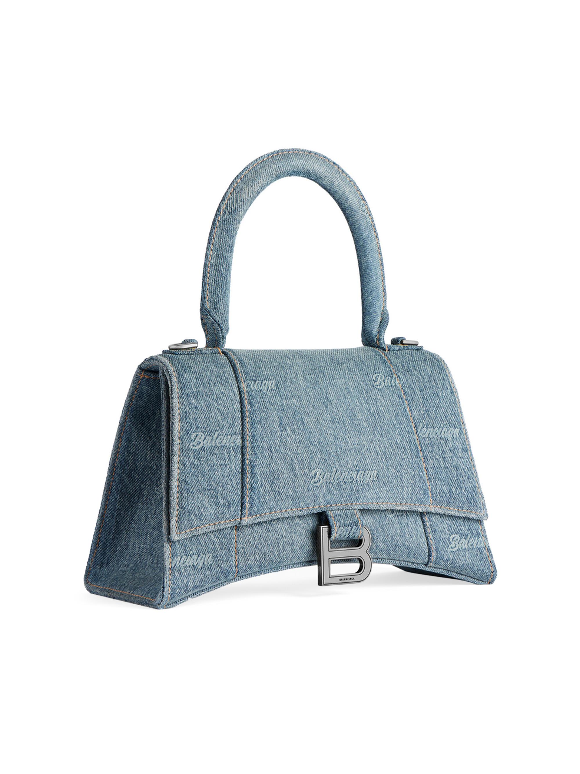 Balenciaga Hourglass Small Top Handle Handbag Girly Allover Denim