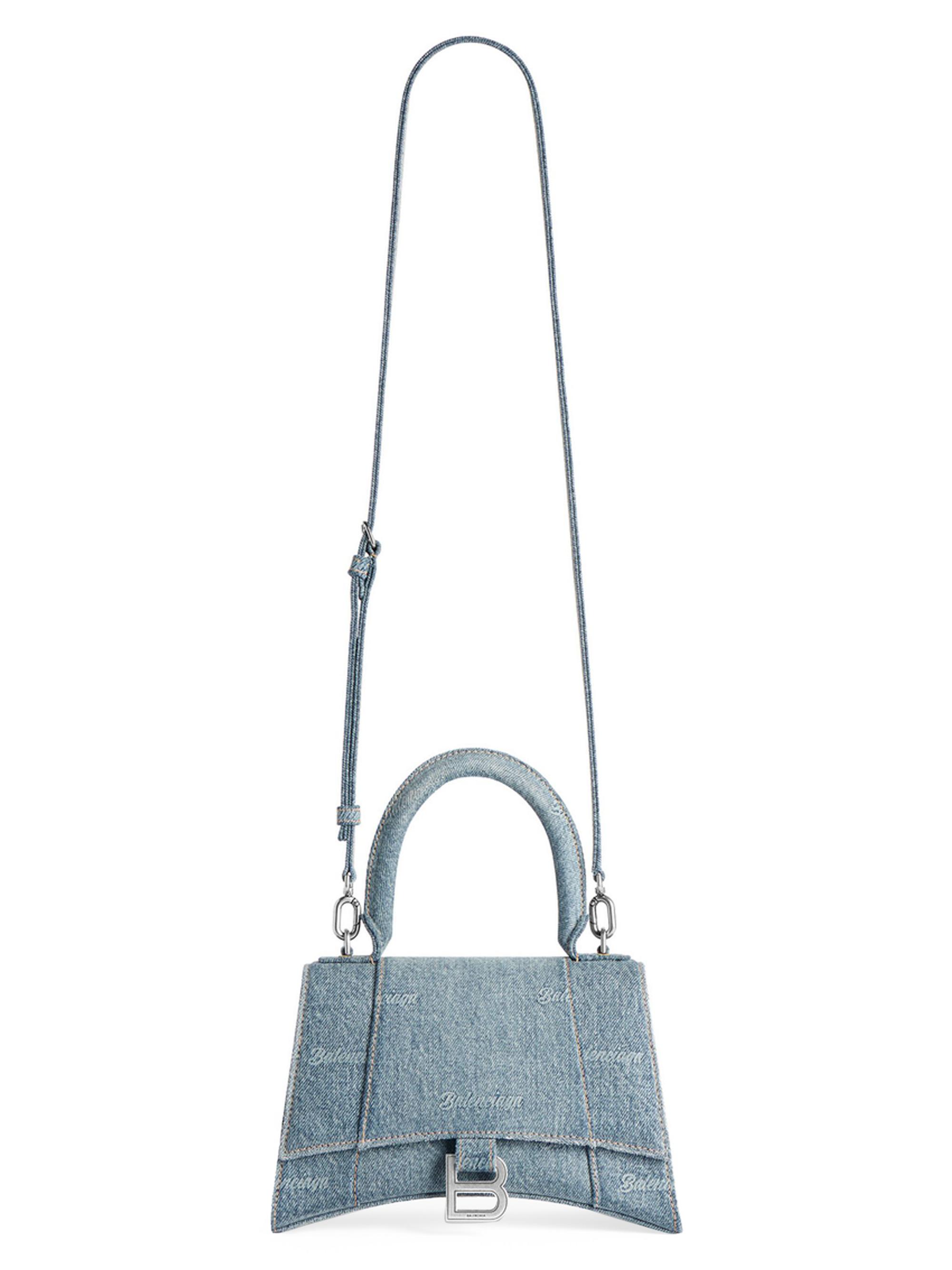 Balenciaga Hourglass Small Top Handle Handbag Girly Allover Denim