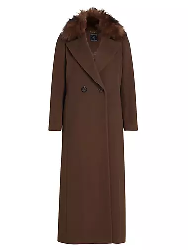 THEORY Scarf Coat in Double-Face Soft Wool-Cashmere 40 Long Black/Camel M  $895