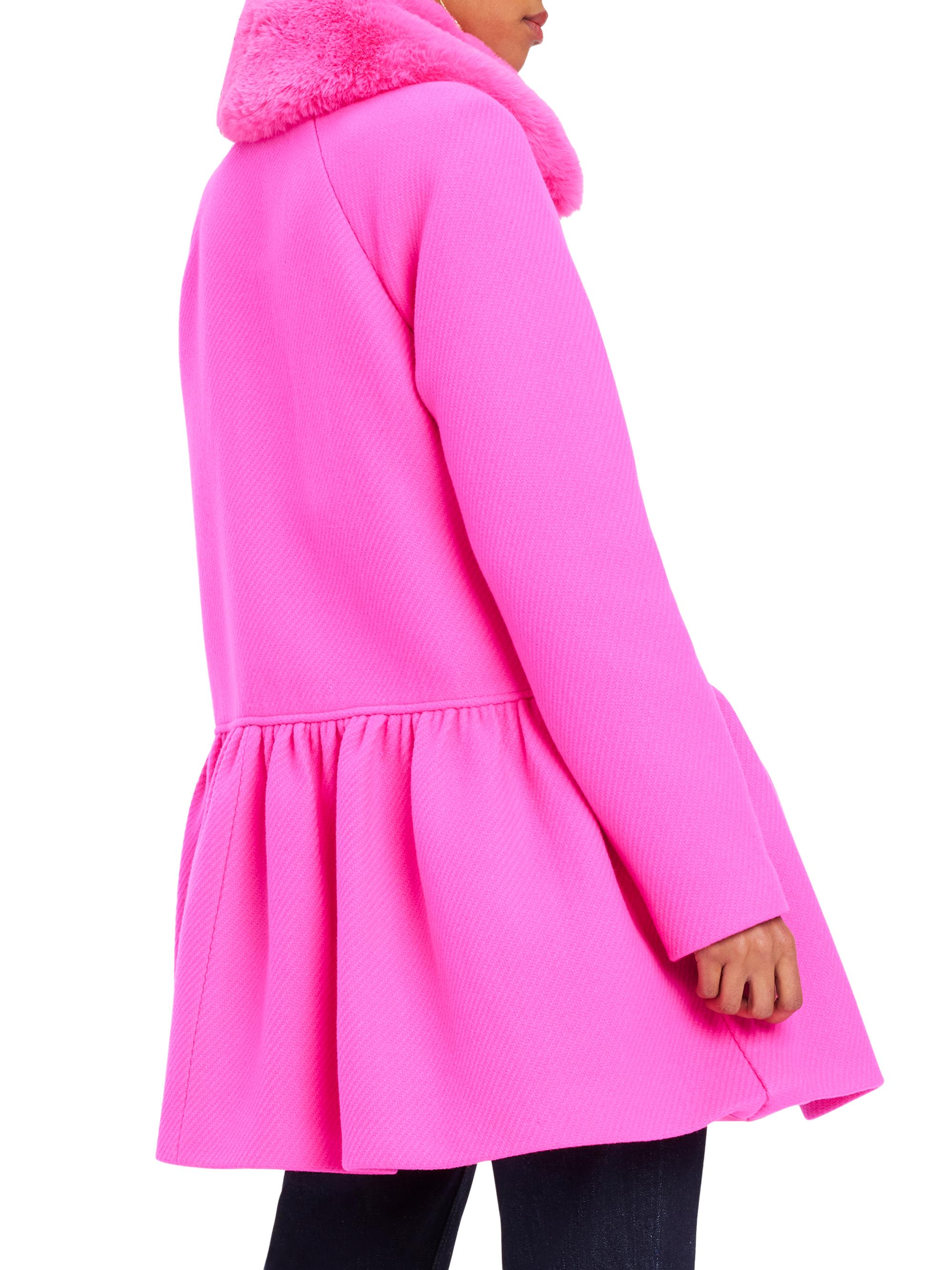 kate spade new york Mainline Wool-Blend & Faux Fur Flounce Coat