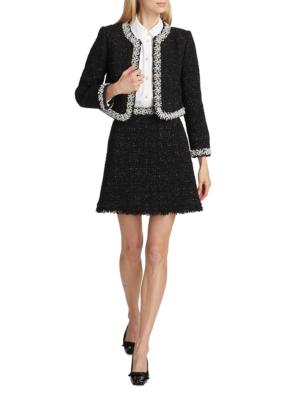 Sequined Tweed Cropped Boxy Jacket