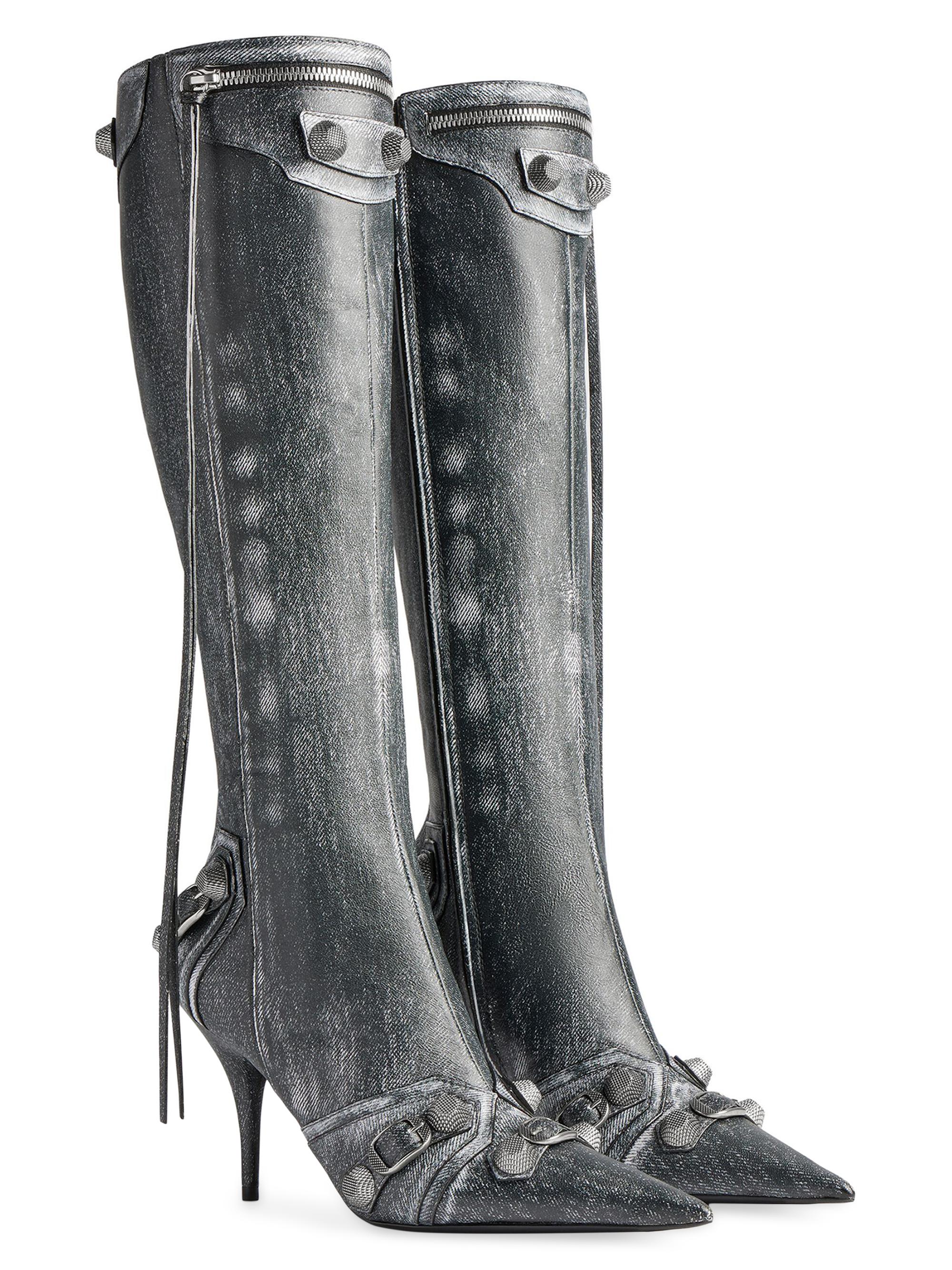 Balenciaga Cagole 90MM Boots Denim Print | Saks Fifth Avenue