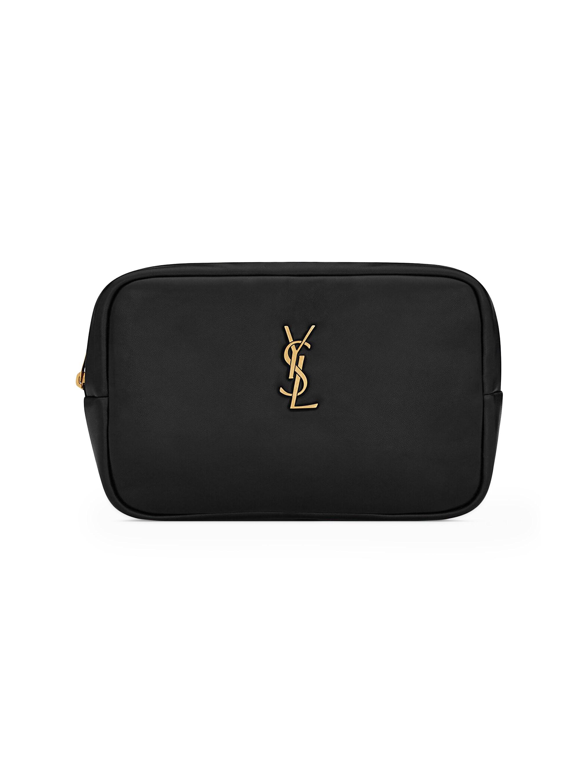 Saint Laurent Women's Cassandre Cosmetic Pouch in Lambskin - Black