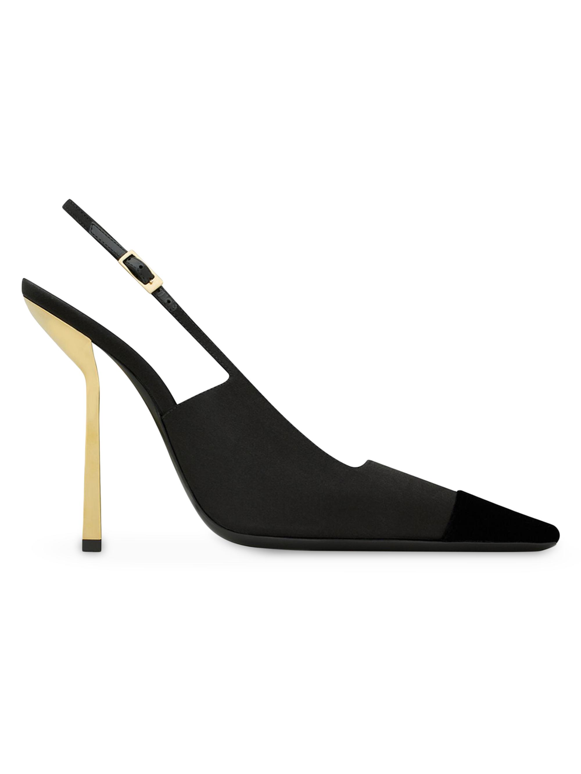 Saint Laurent Women's Ines Slingback Pumps In Satin Crepe - Black