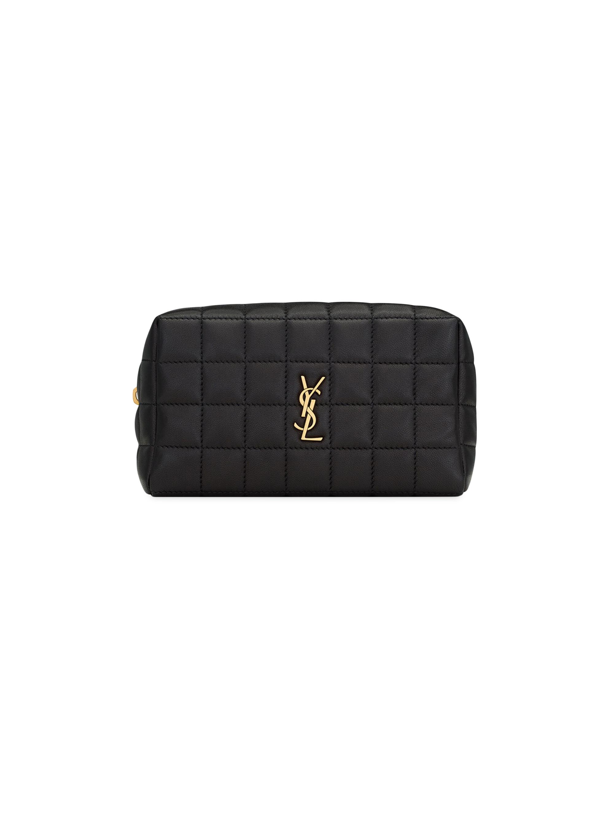 Saint Laurent Women's Cassandre Matelassé Carré  Cosmetic Pouch In Lambskin - Black