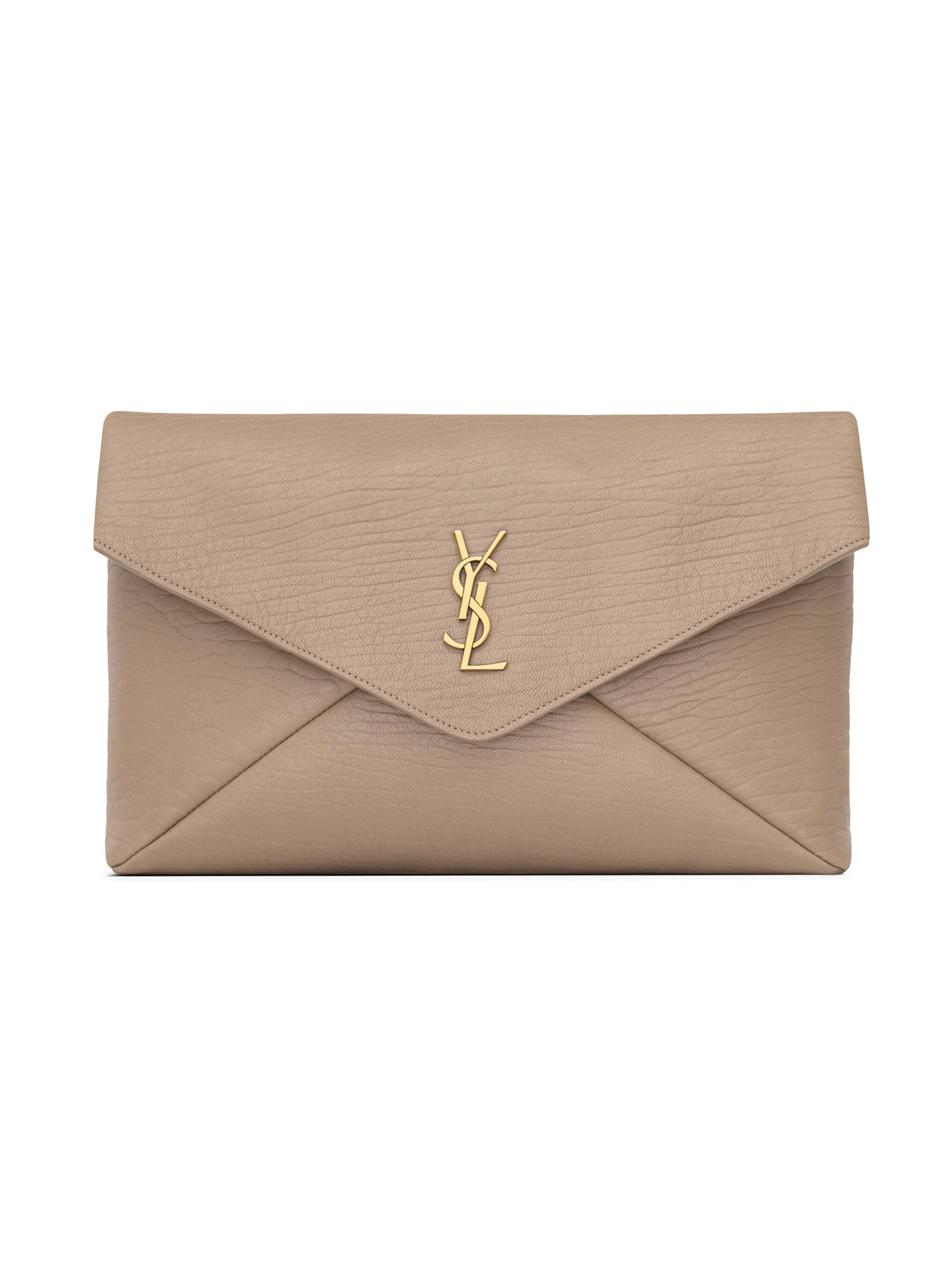 Saint Laurent Women's Cassandre Large Envelope Pouch in Lambskin - Dusty Grey