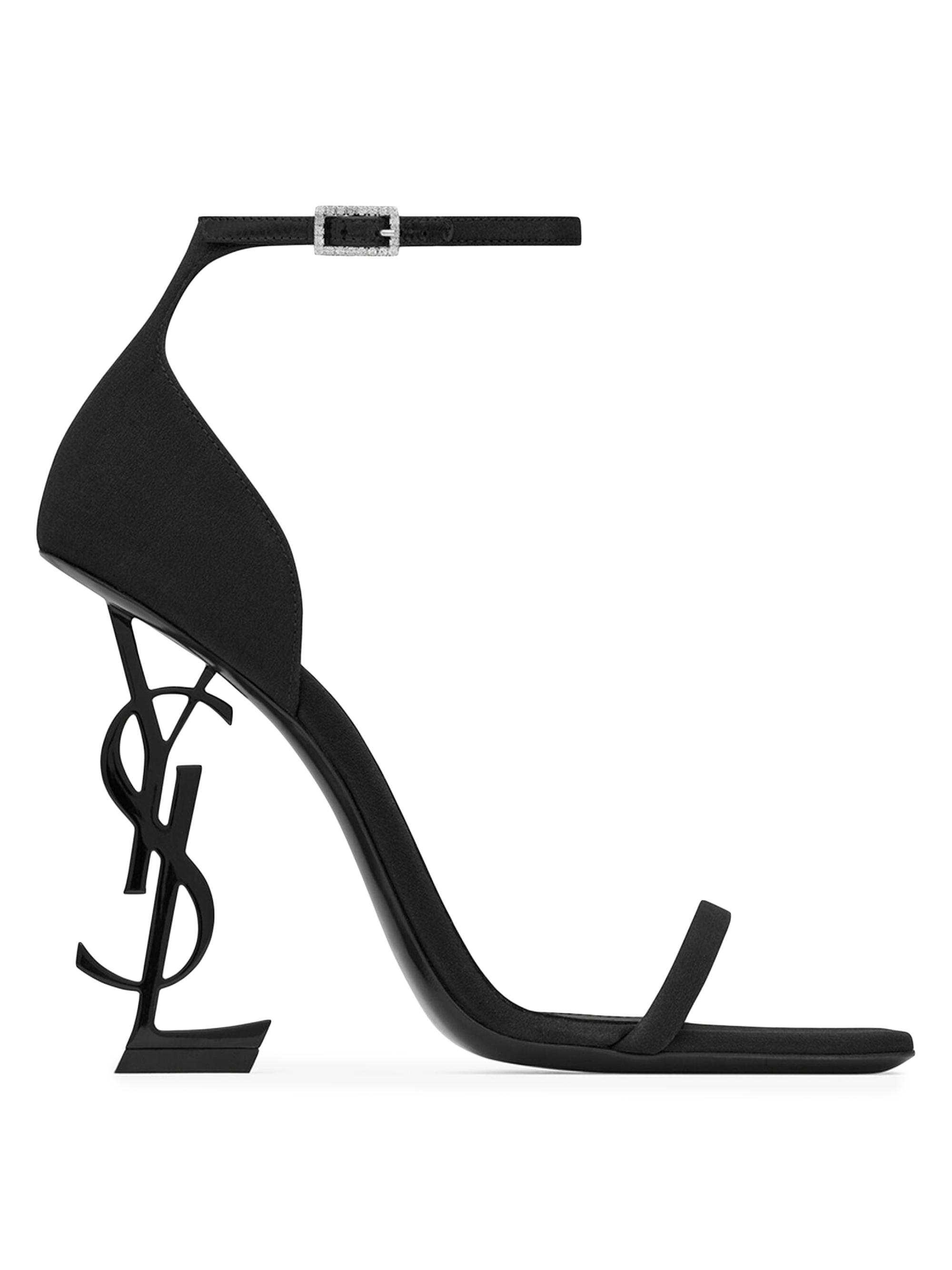 Saint Laurent Women's Opyum Sandals In Crepe De Chine - Black
