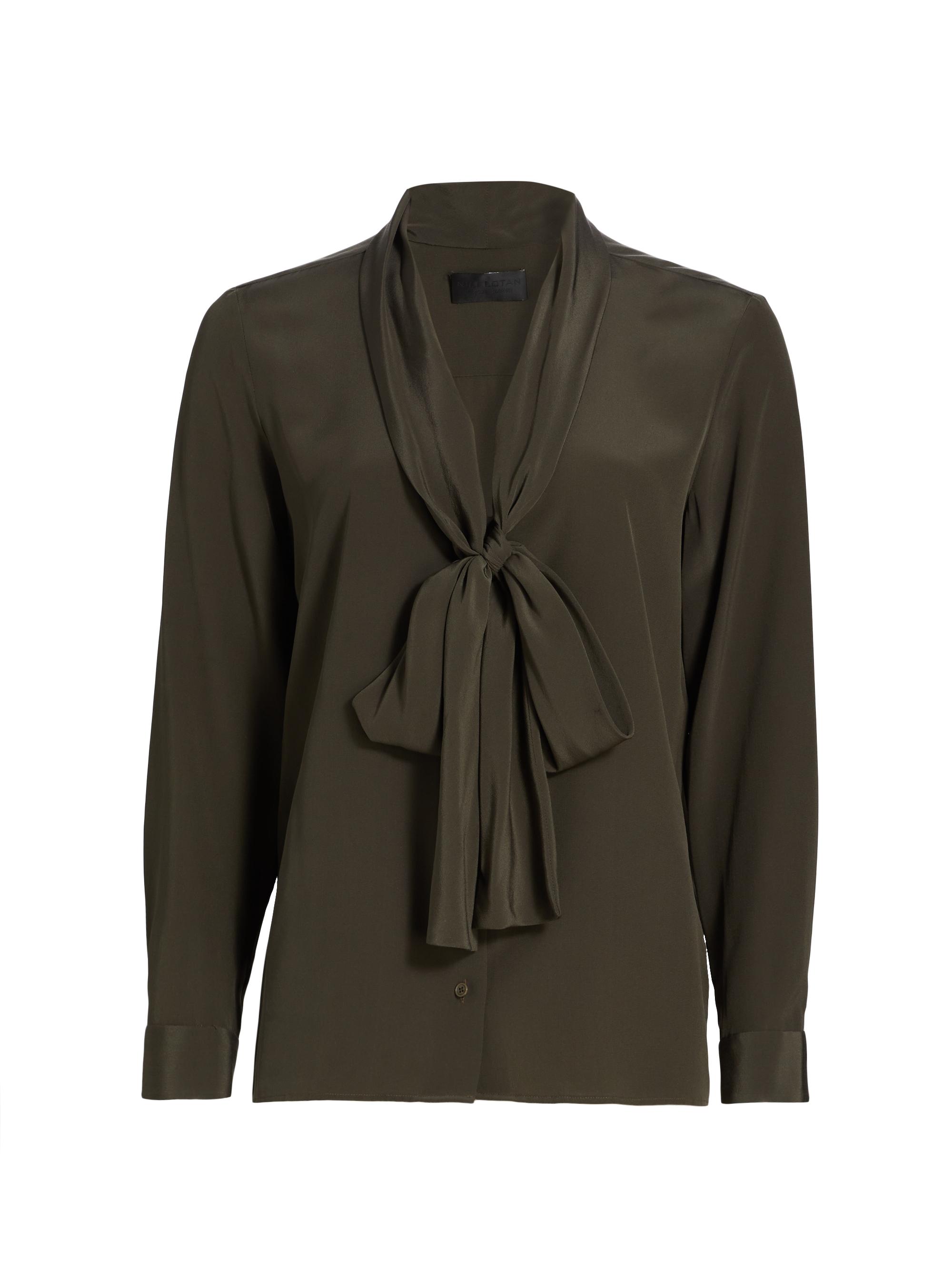 Nili Lotan Women's Angelique Silk Tie-Neck Blouse -