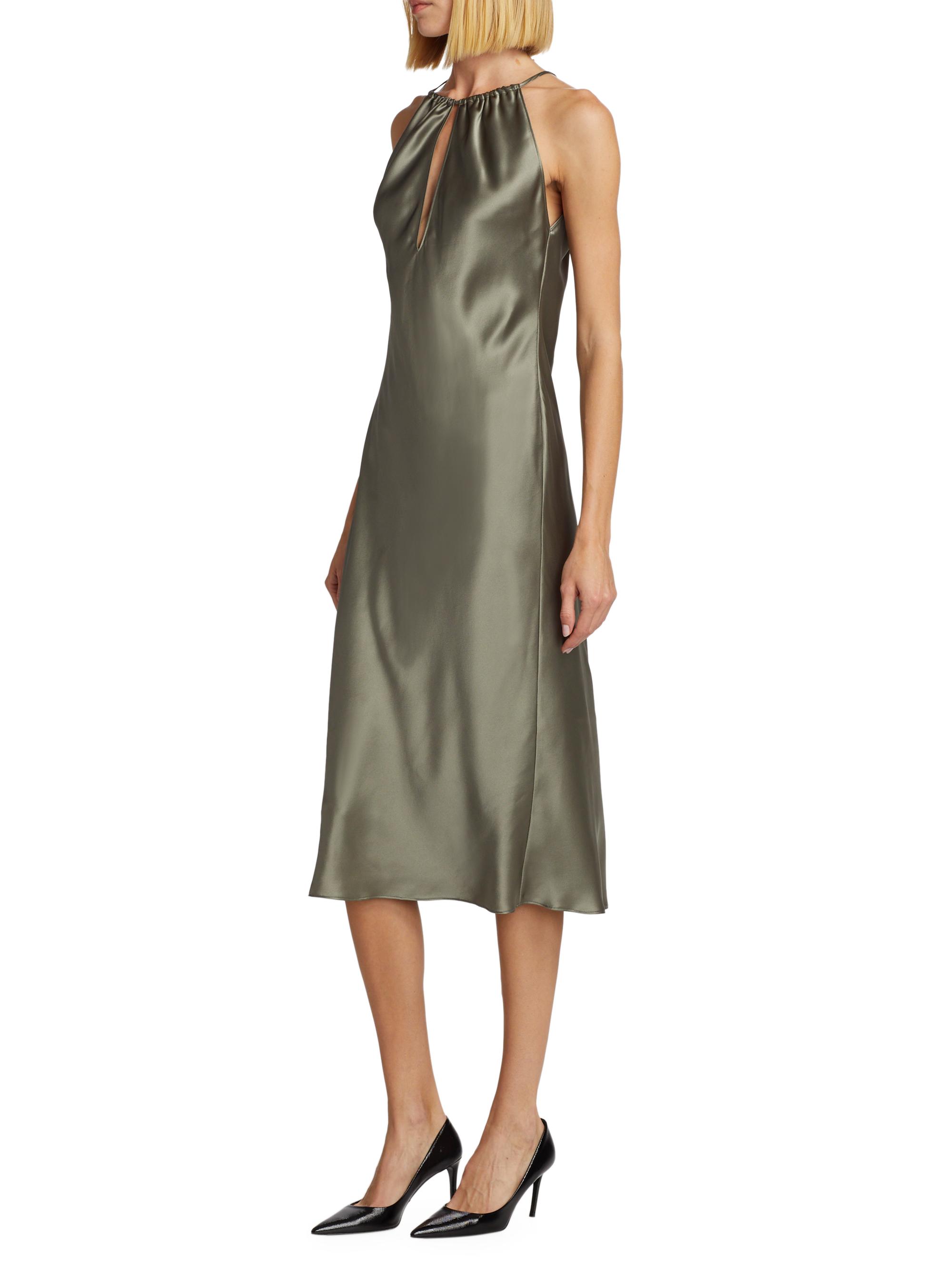 knee length dresses for ladies Jasmine Halter Midi Dress, in Rose Gold Luxe Satin | Show Me Your Mumu main image 1