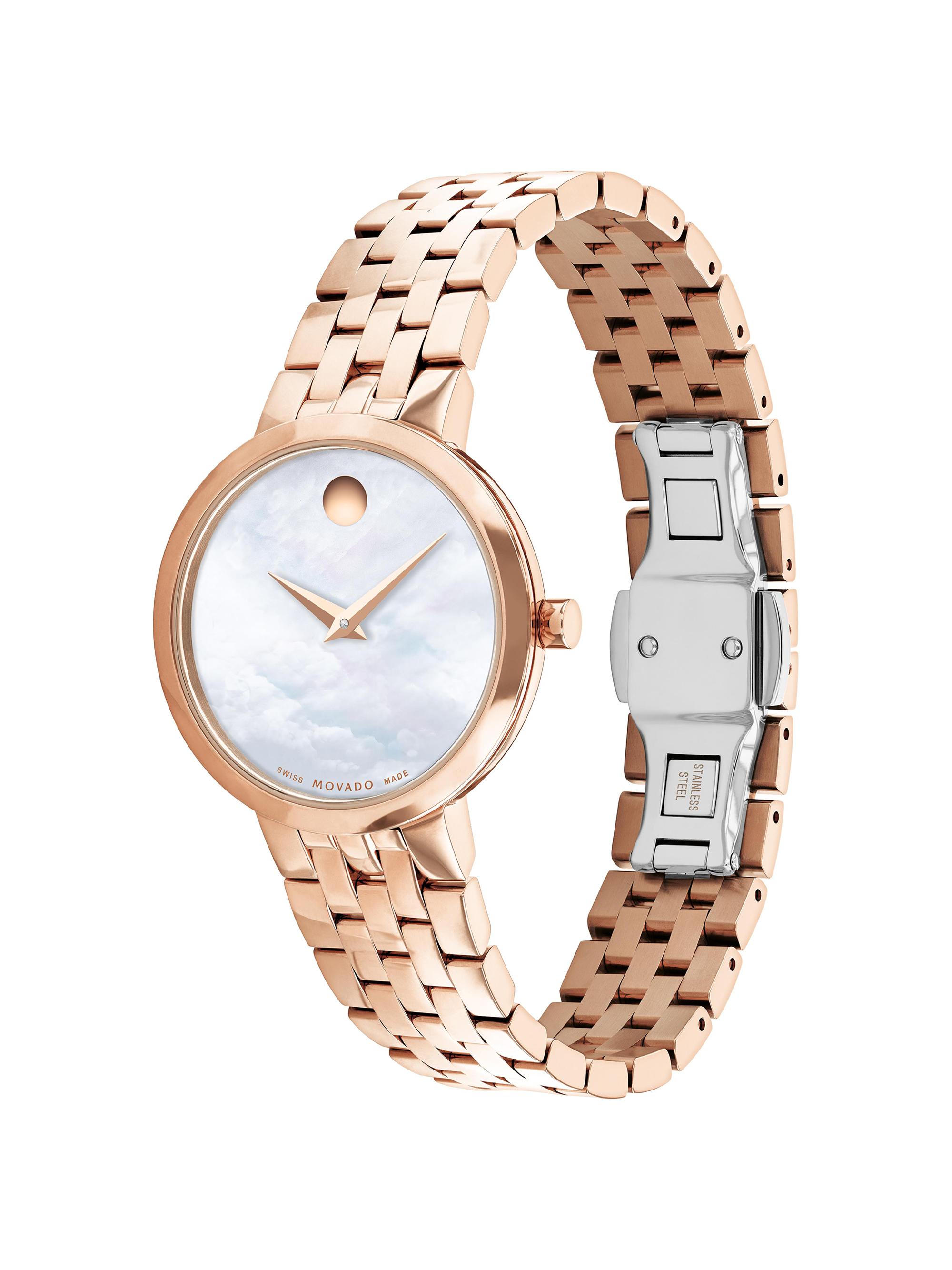 Movado Museum classic stainless steel with mother of pearl dial on rose gold Movado Museum Classic Women main image 4