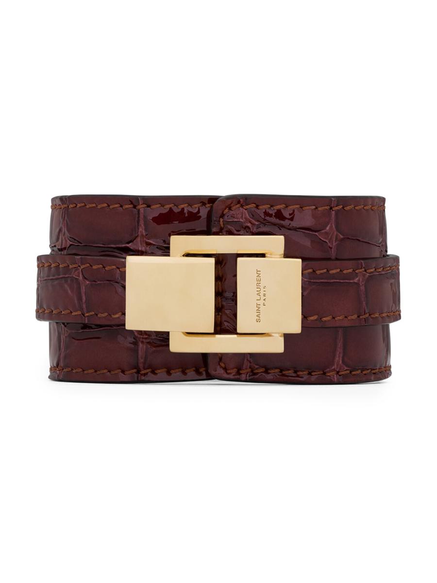 【関税＆送料込み】Saint Laurent 'Le CarrAC' Bracelet Saint Laurent Le Carre Large Bracelet In Crocodile-Embossed