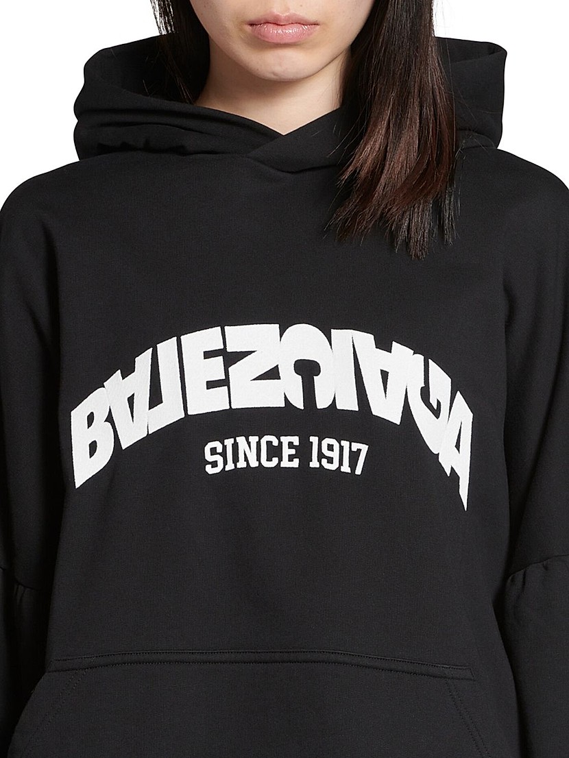 Shop Balenciaga Back Flip Round Oversized Hoodie | Saks Shop Balenciaga Back Flip Round Oversized Hoodie | Saks