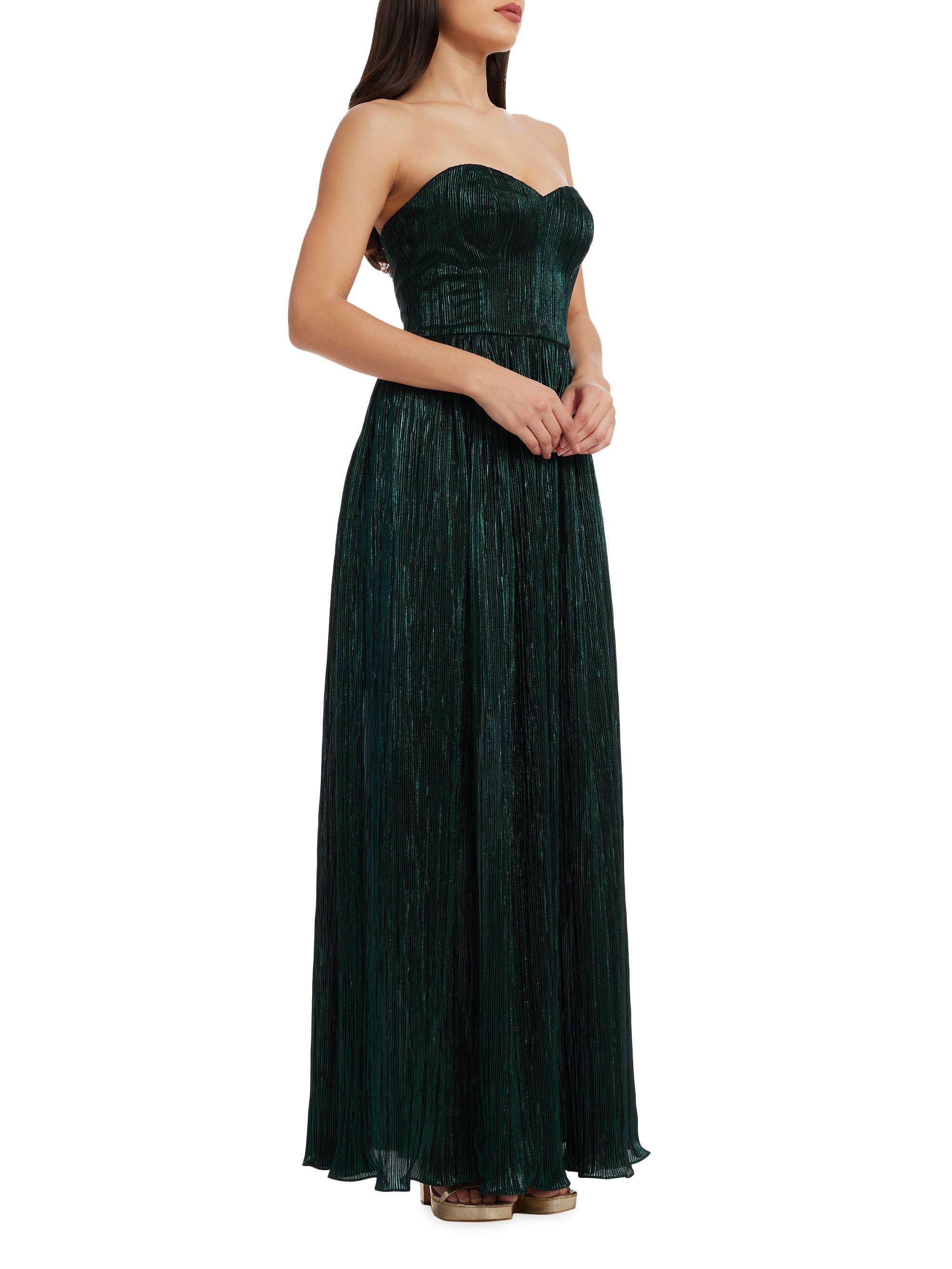 audrina strapless gown dress the population Dress The Population Audrina Pliss Maxi Gown - Deep Emerald