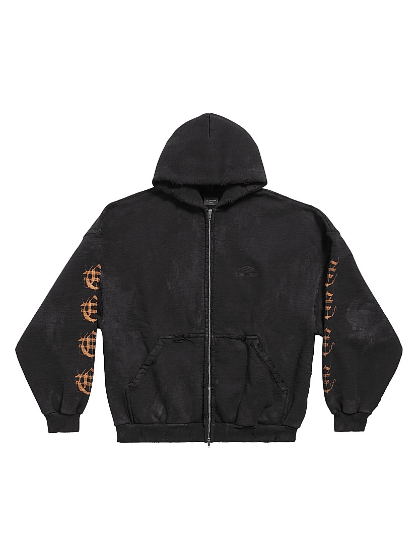 Shop Balenciaga Heavy Metal Outerwear Zip-Up Hoodie Shop Balenciaga Heavy Metal Outerwear Zip-Up Hoodie