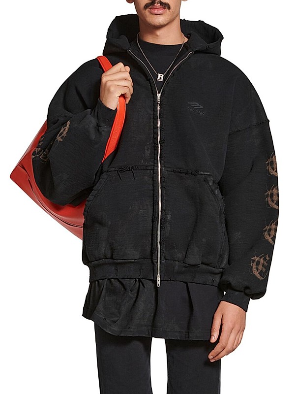 Shop Balenciaga Heavy Metal Outerwear Zip-Up Hoodie Shop Balenciaga Heavy Metal Outerwear Zip-Up Hoodie
