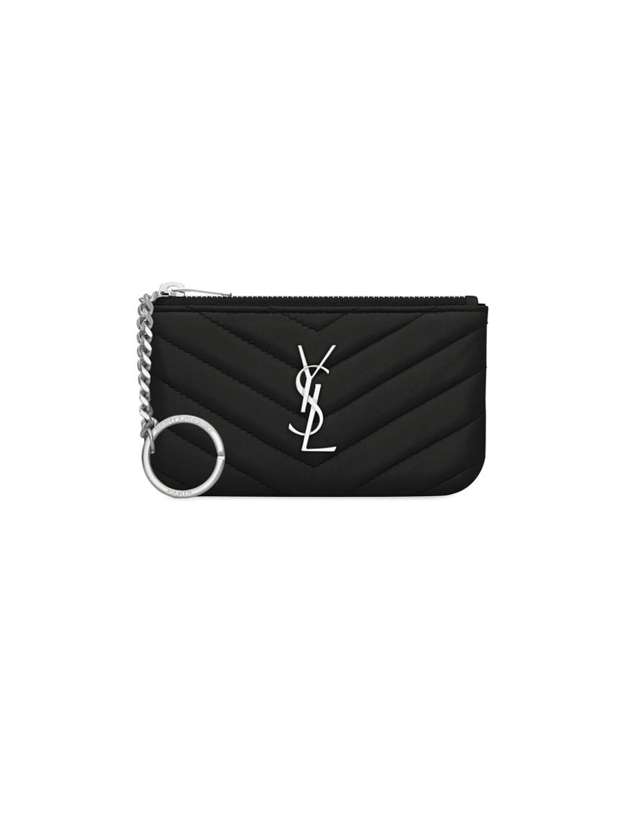 Saint Laurent Cassandre Matelassé Key Pouch In Grain De