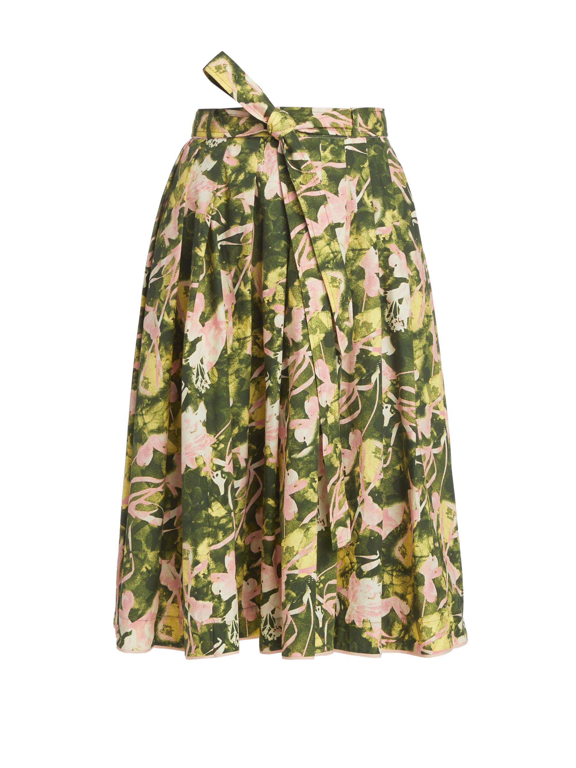3.1 Phillip Lim Women's Floating Iris Floral A-Line Skirt - Olive Floating Iris