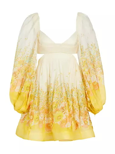 Bralette Ombré Floral Linen-Silk Minidress