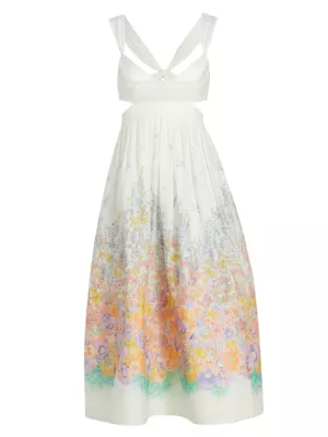 Zimmermann Women's Floral Silk & Linen Bralette-Style Dress - Multi Meadow