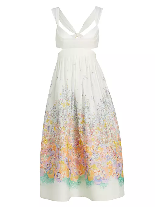 Zimmermann - Floral Silk & Linen Bralette-Style Dress