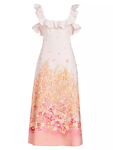 Ruffled Floral Midi-Dress