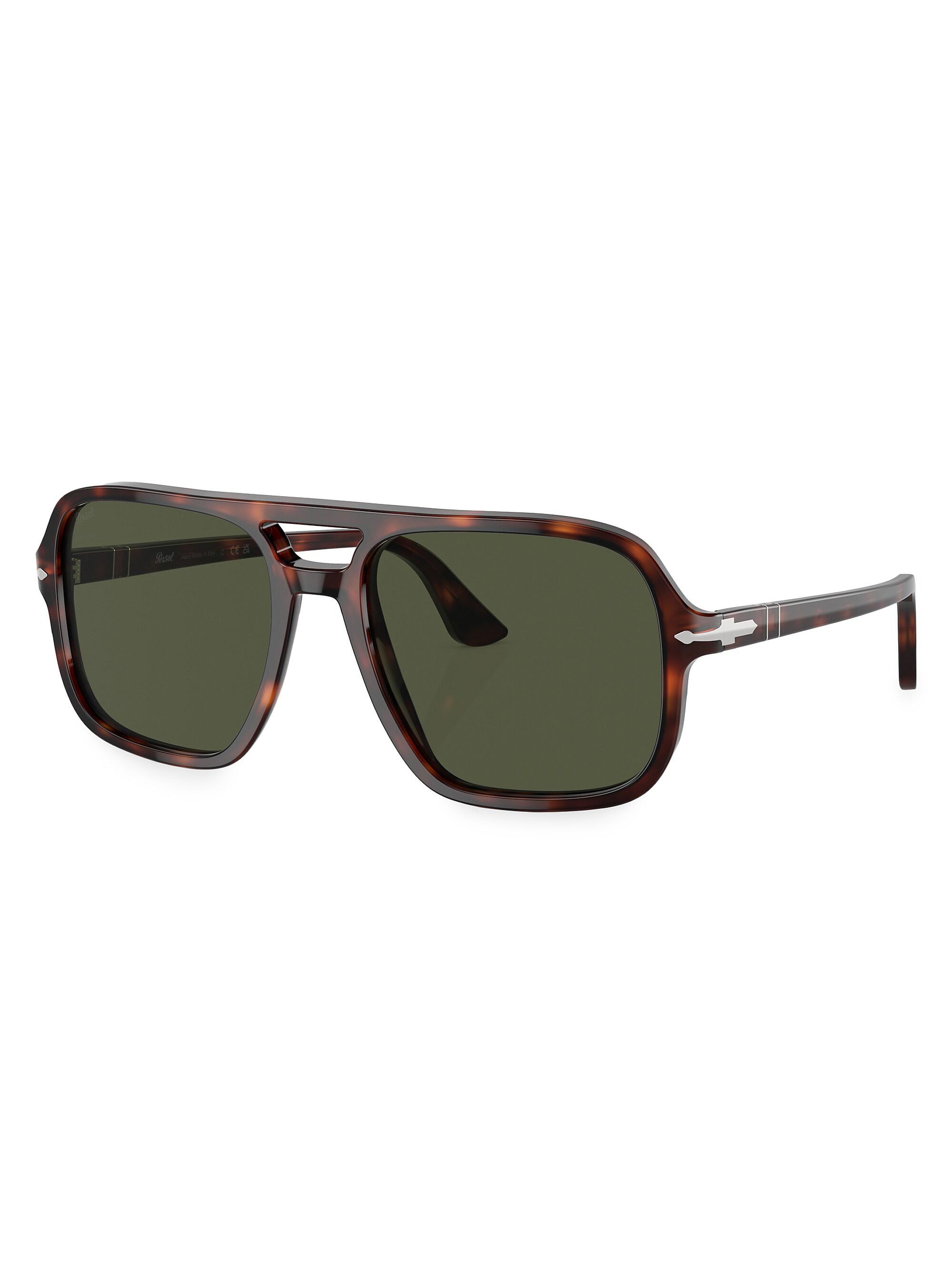 Persol Men's 58MM Aviator Sunglasses - Havana