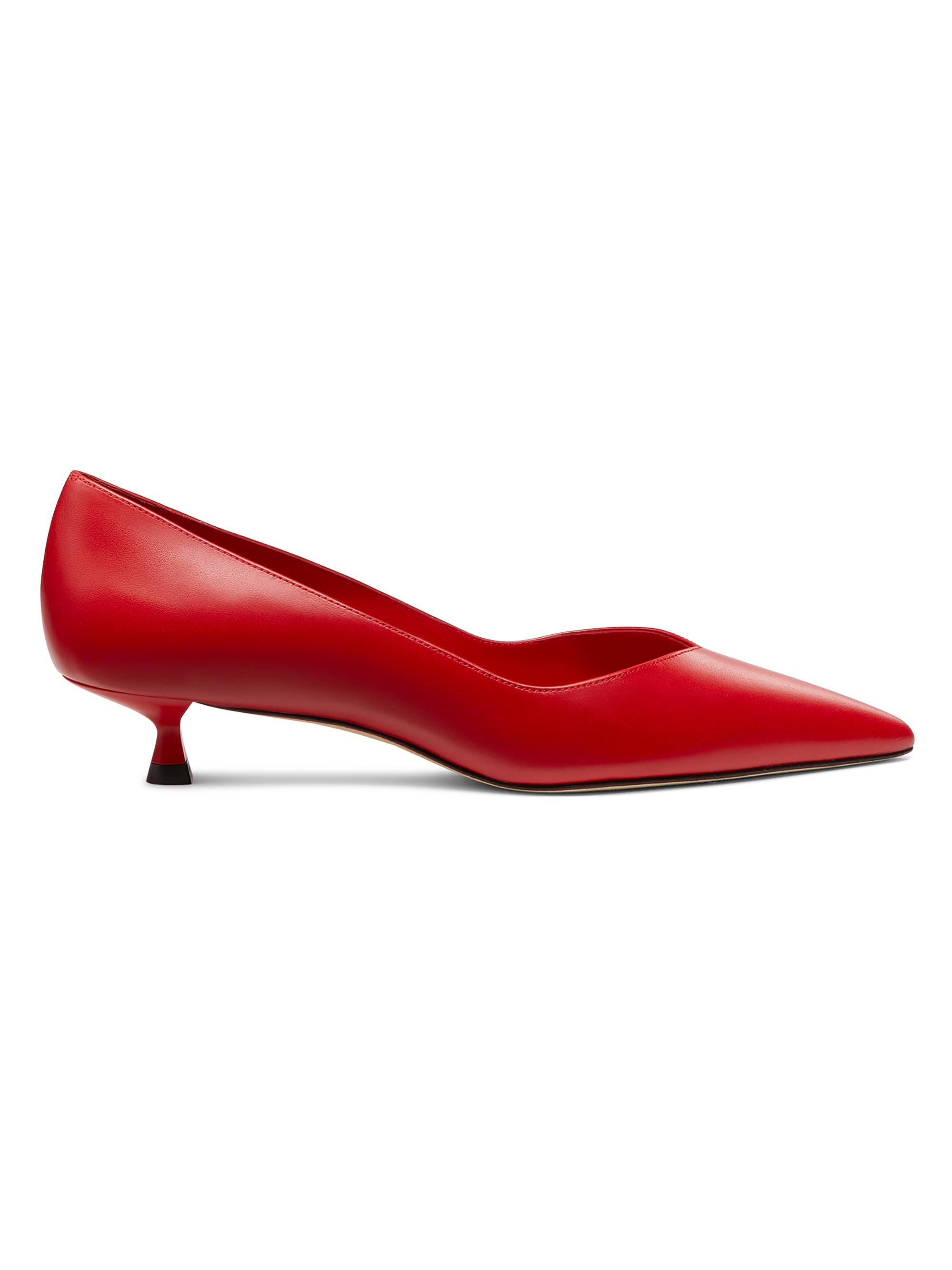 Stuart Weitzman Women's Eva 35MM Leather Kitten-Heel Pumps - Cherry