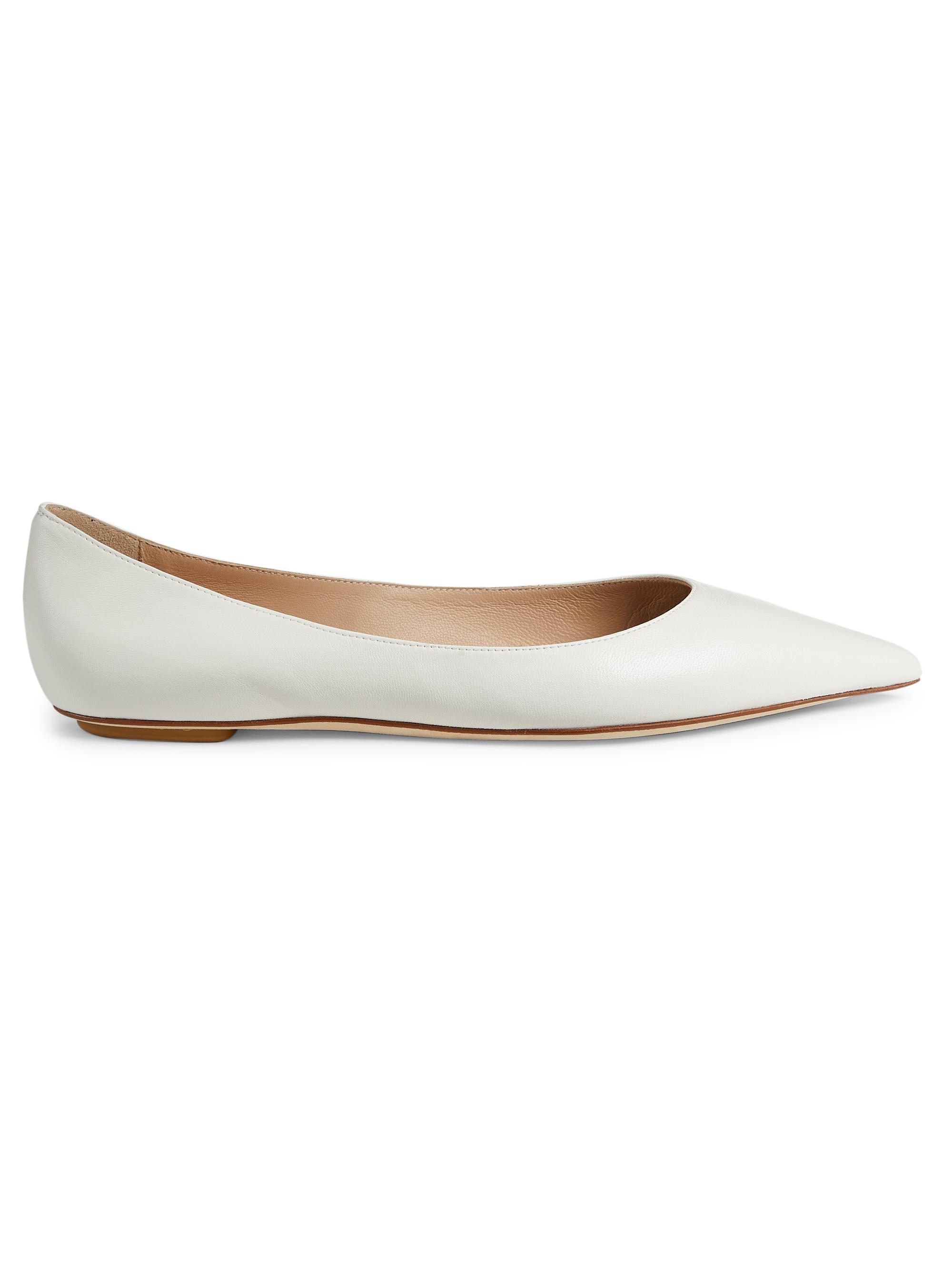 Stuart Weitzman Women's Emilia Pointed-Toe Leather Ballet Flats - Cream