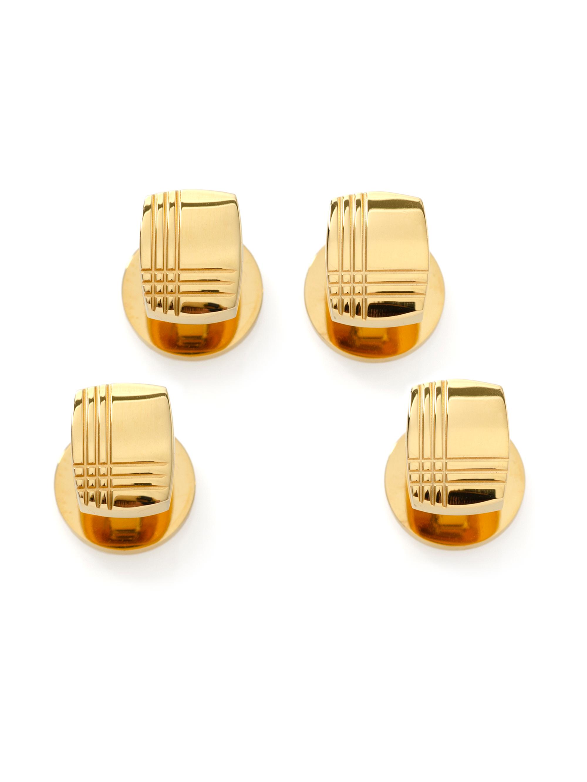 Cufflinks, Inc. Men's Ox And Bull Trading Co. Plaid Gold-Played Stainless Steel Stud Set - Gold