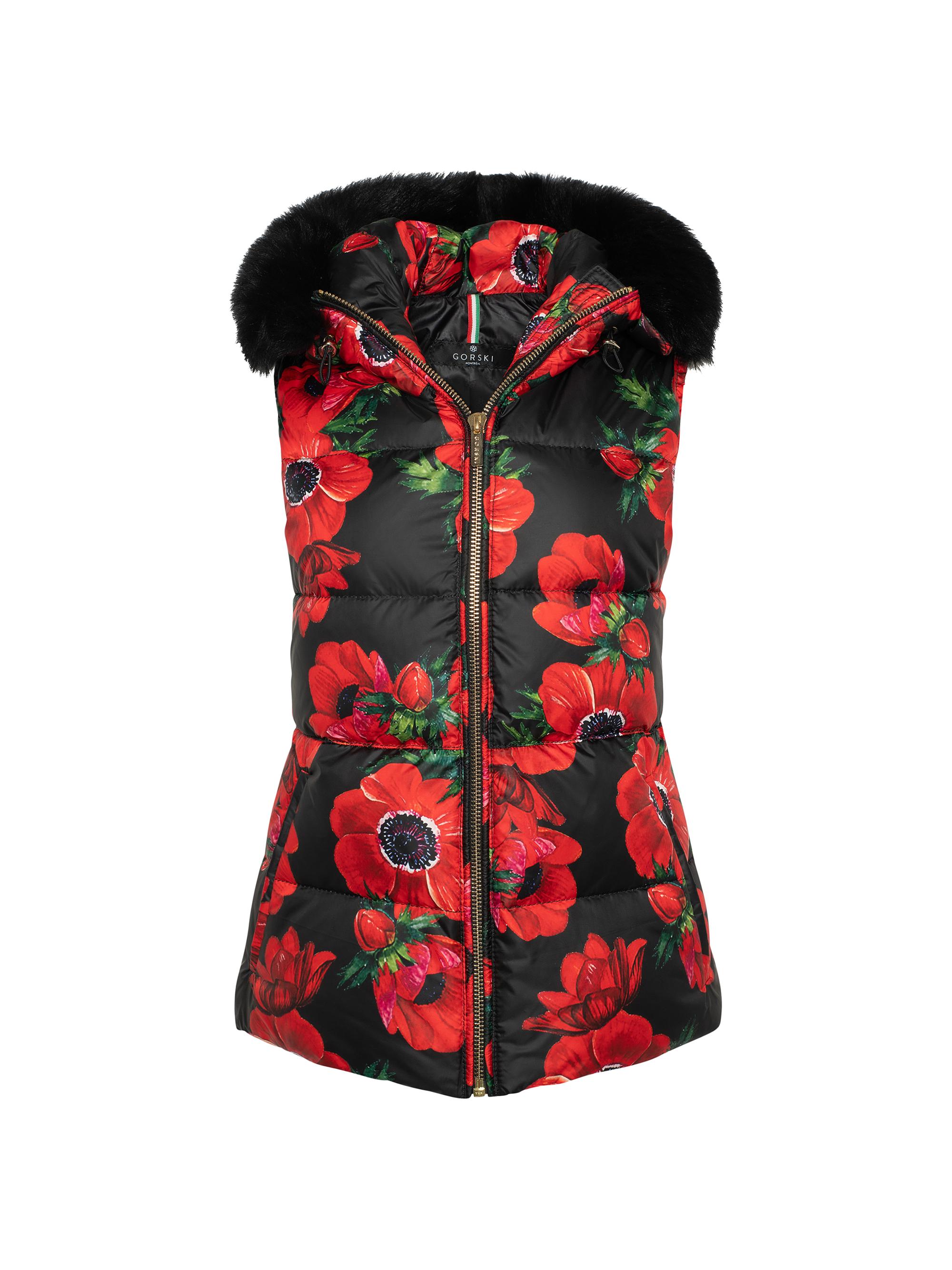 Gorski Women's Apres-Ski Printed Vest - Black Poppy