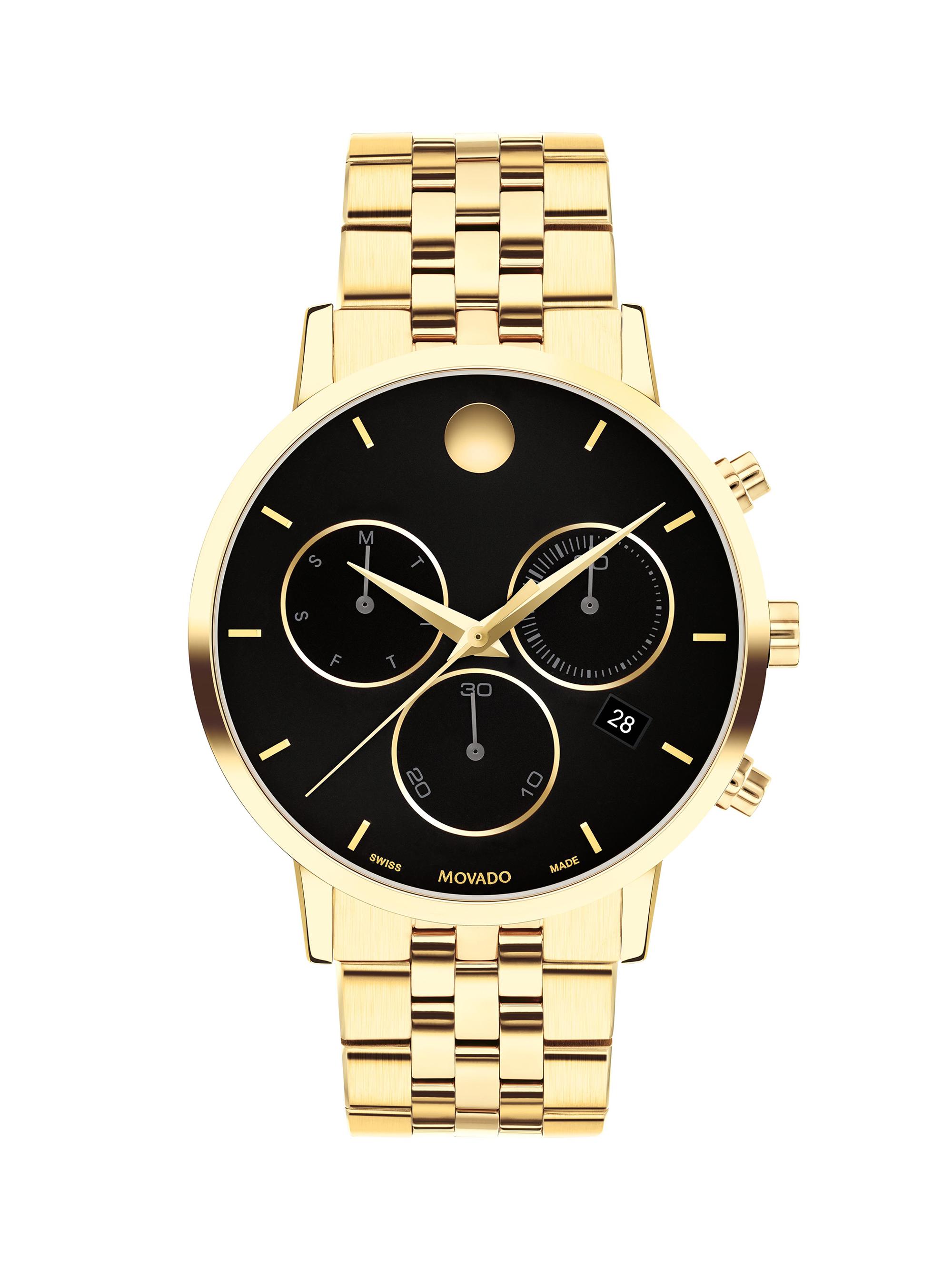 Movado Men's Museum Classic Chronograph Yellow PVD Bracelet Watch/42MM - Yellow Gold Black