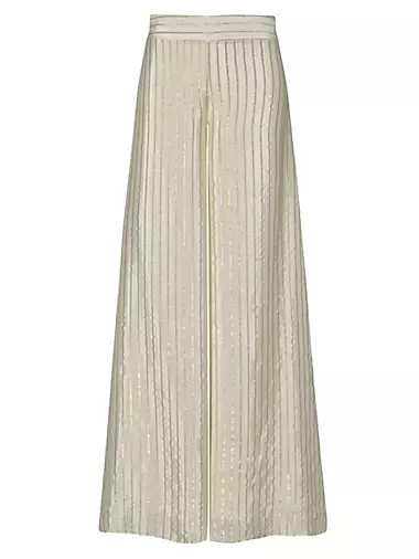 TS(S) Border Stripe Wool Cotton Drawstring Pants - Gray