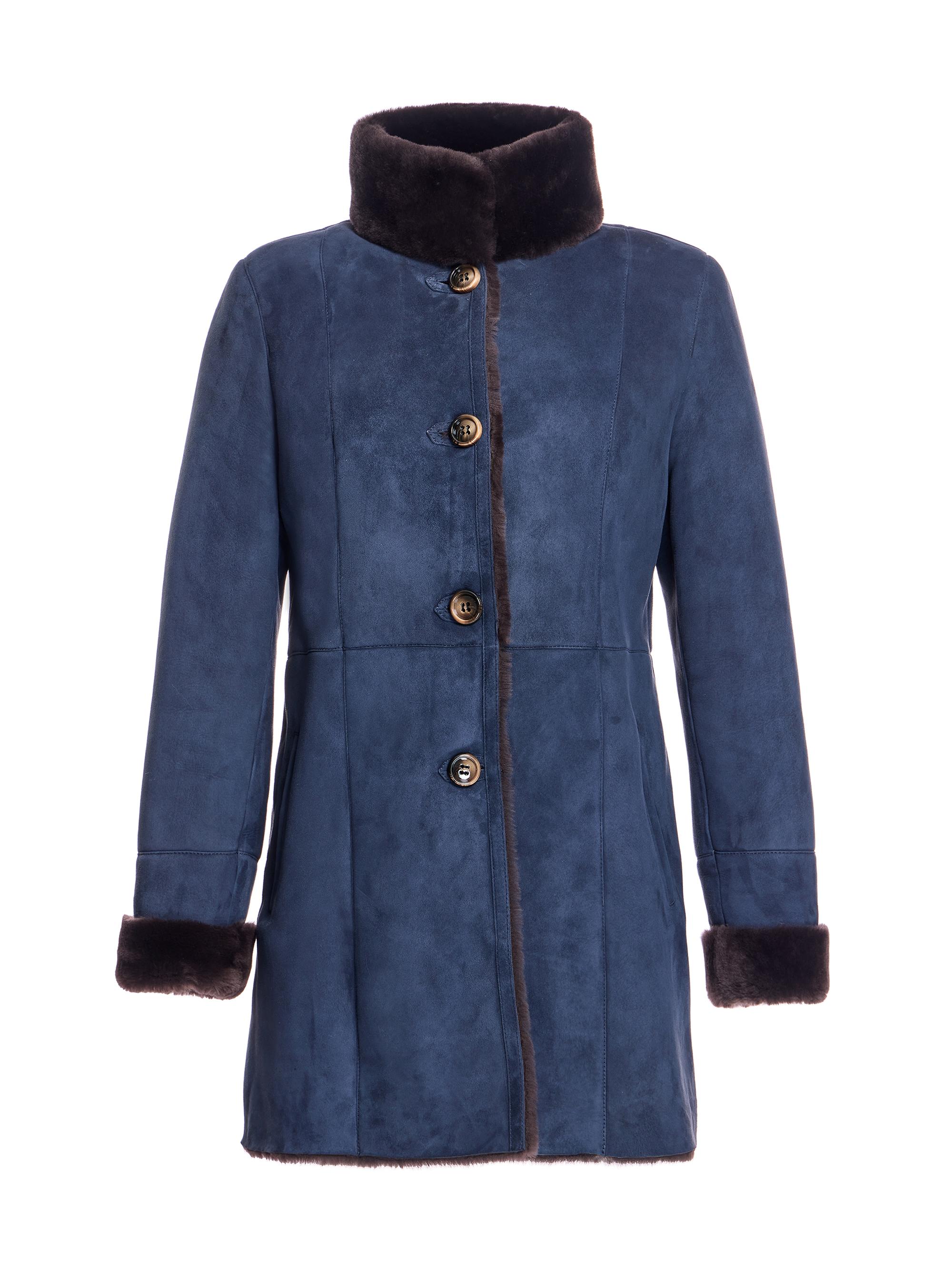 Maximilian Women's Seamed Nubuck & Shearling Jacket - Navy Brown