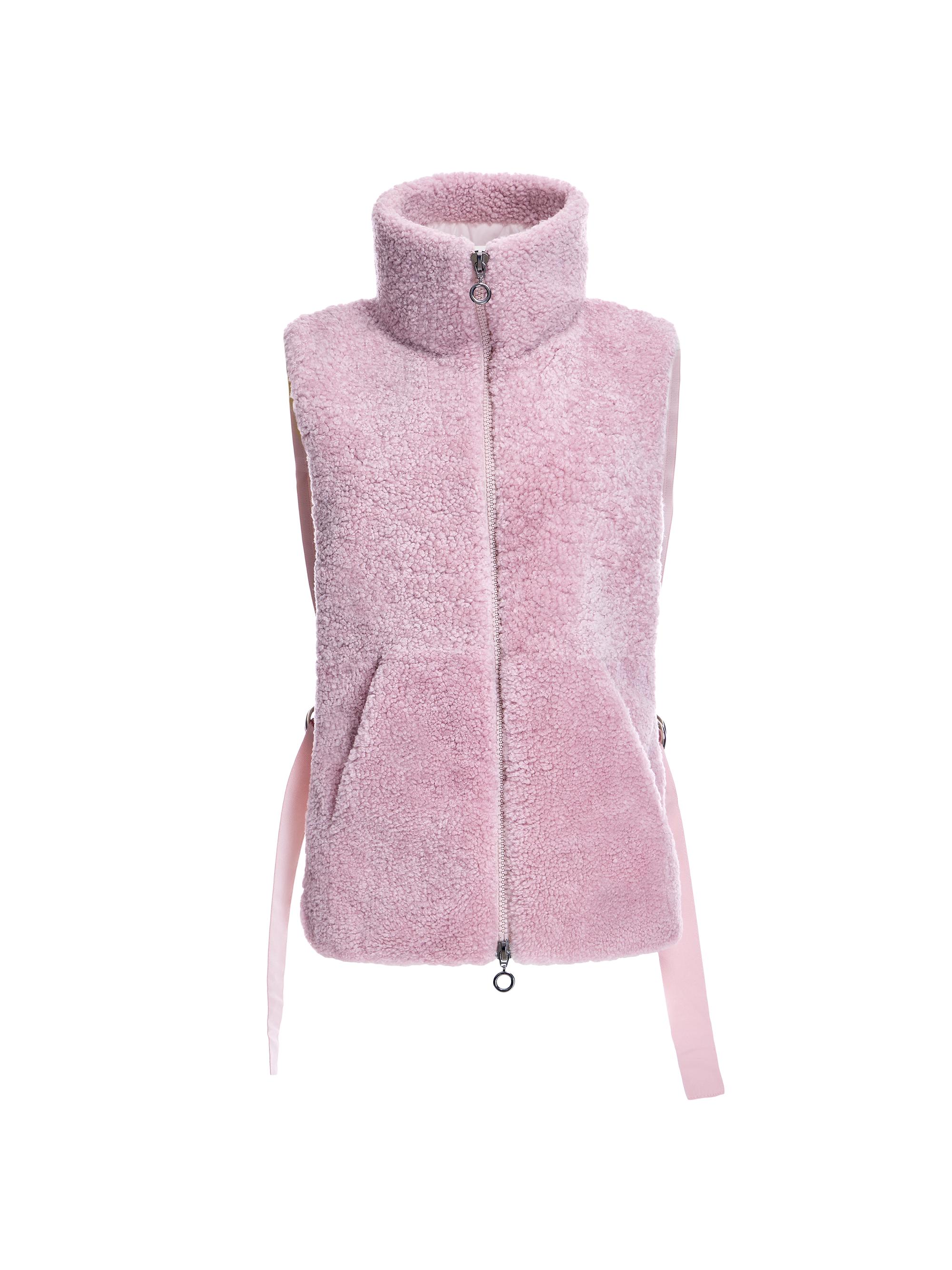 Maximilian Women's Dyed Shearling & Quilted Shell Vest - Pink