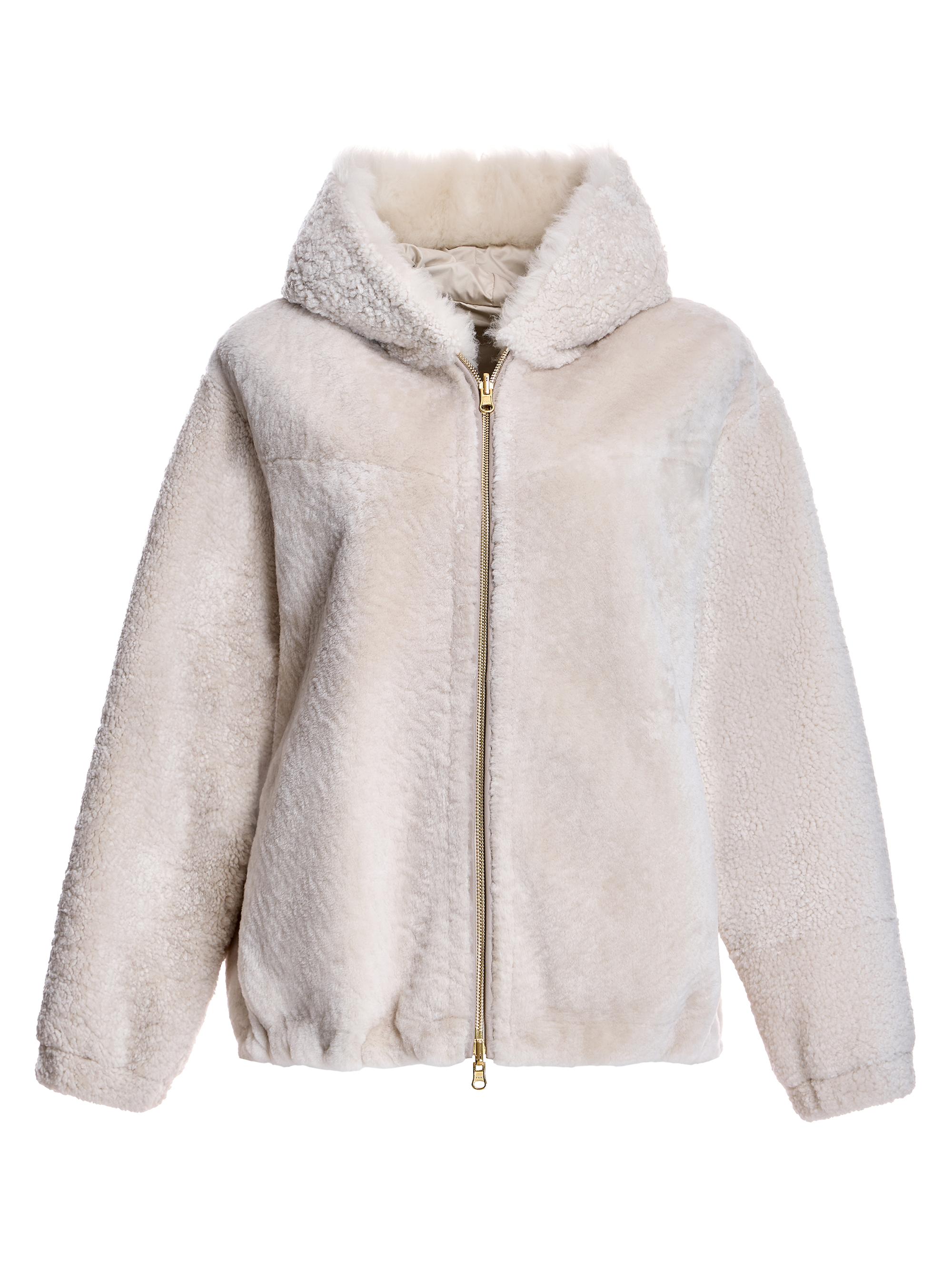 Maximilian Women's Reversible Hooded Shearling Jacket - Buttercream